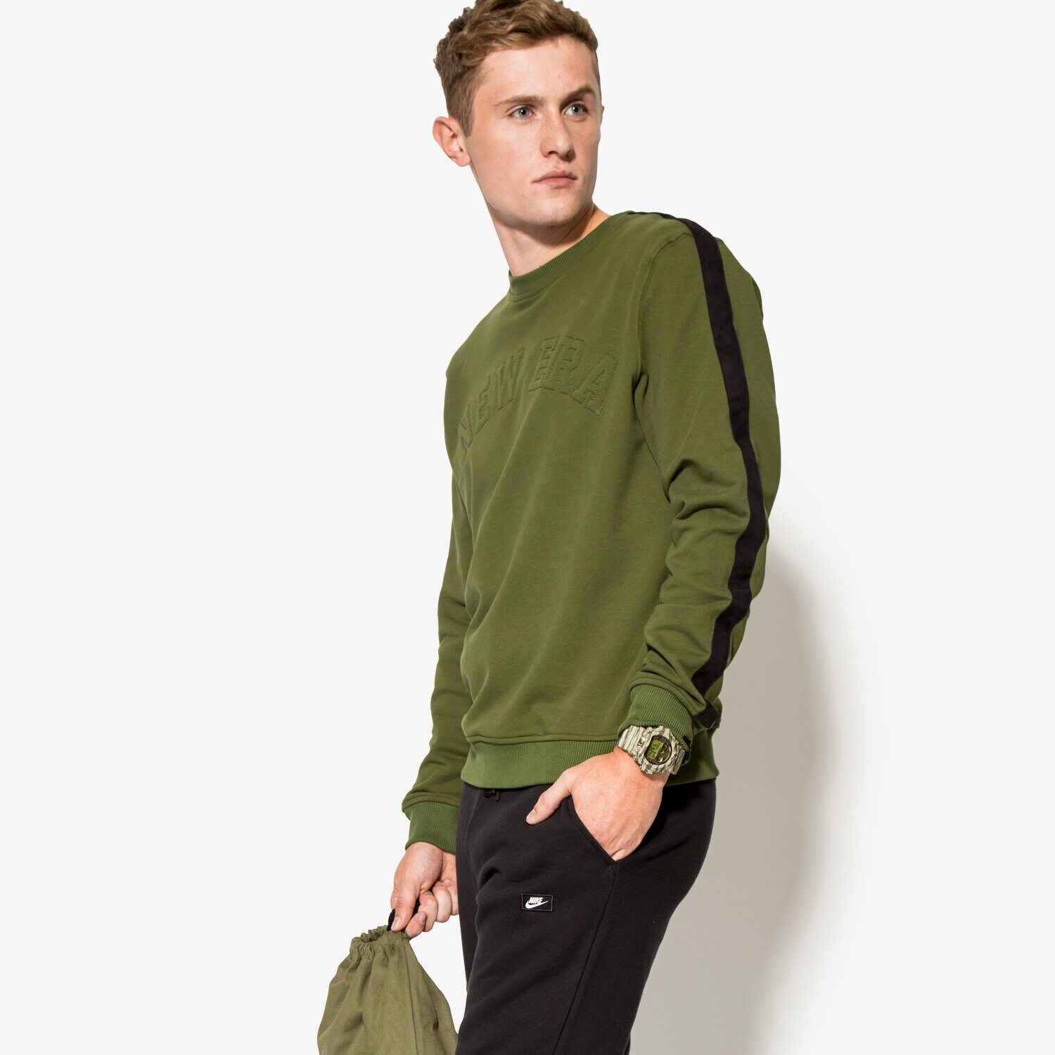 pánská mikina NEW ERA MIKINA CRAFTED CREW NECK 11278205 ZELENÁ