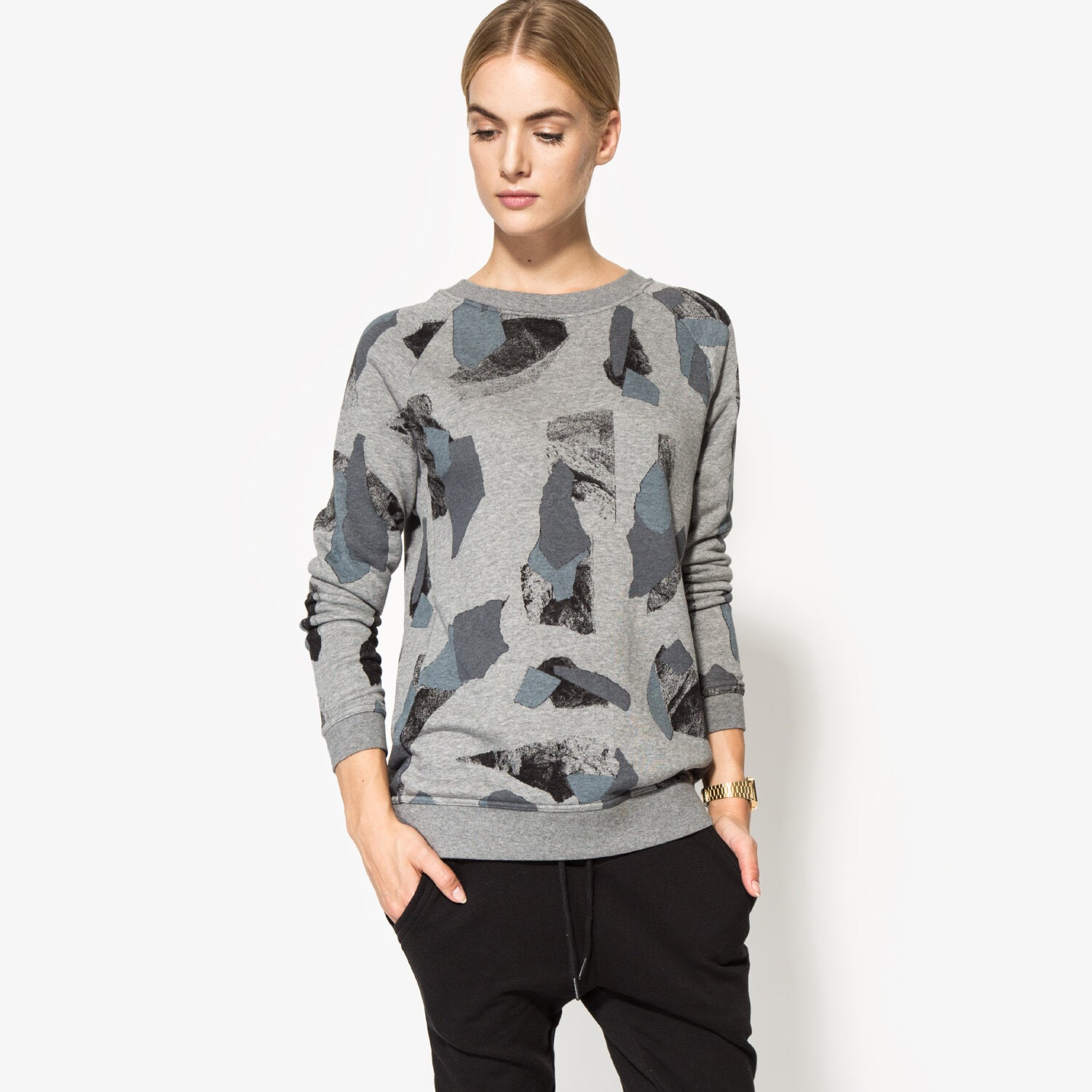 dámská mikina NIKE MIKINA W NSW MDRN CRW AOP 803614091 ŠEDÁ