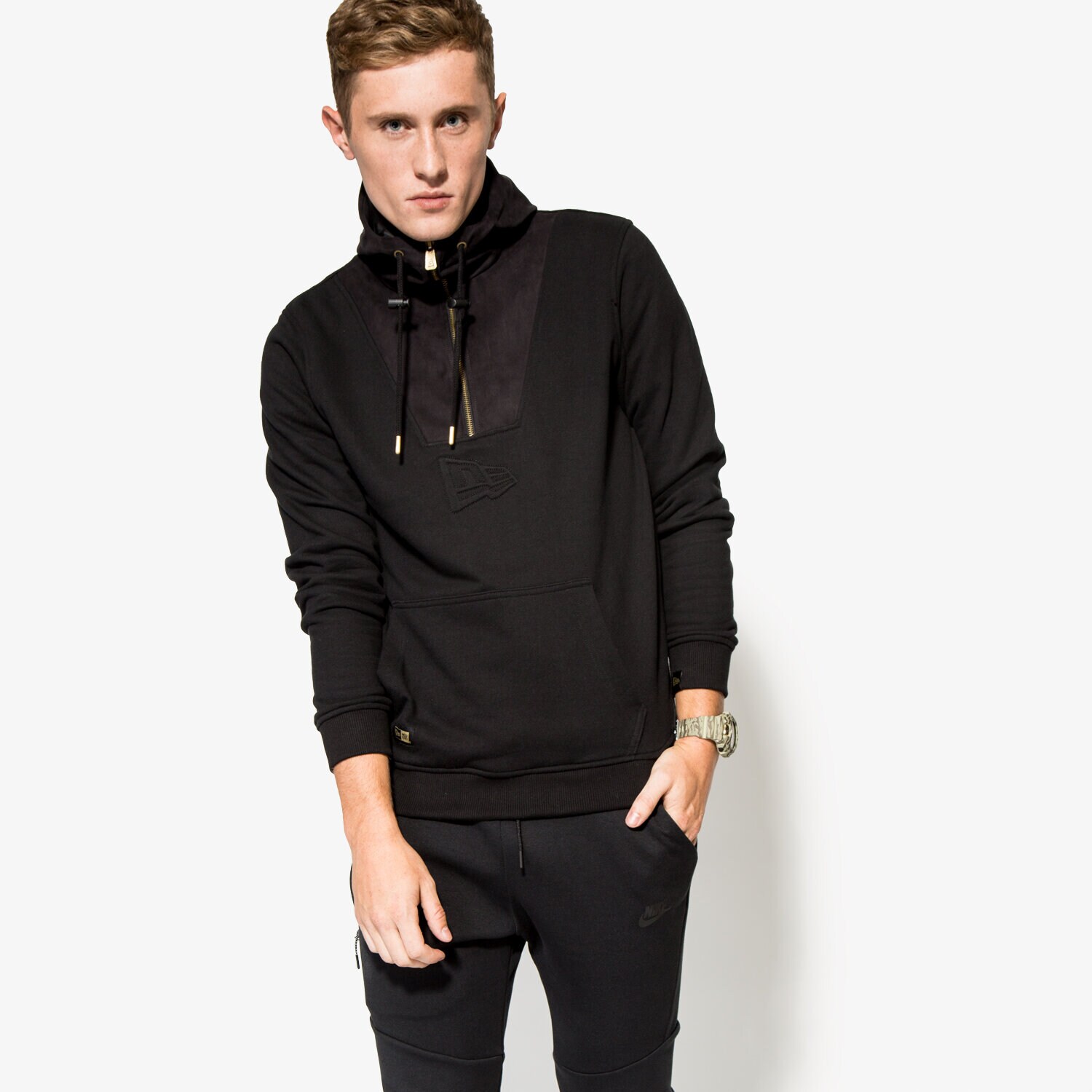 pánská mikina NEW ERA MIKINA CRAFTED FZ HOODY NE BLK 11278122 ČERNÁ