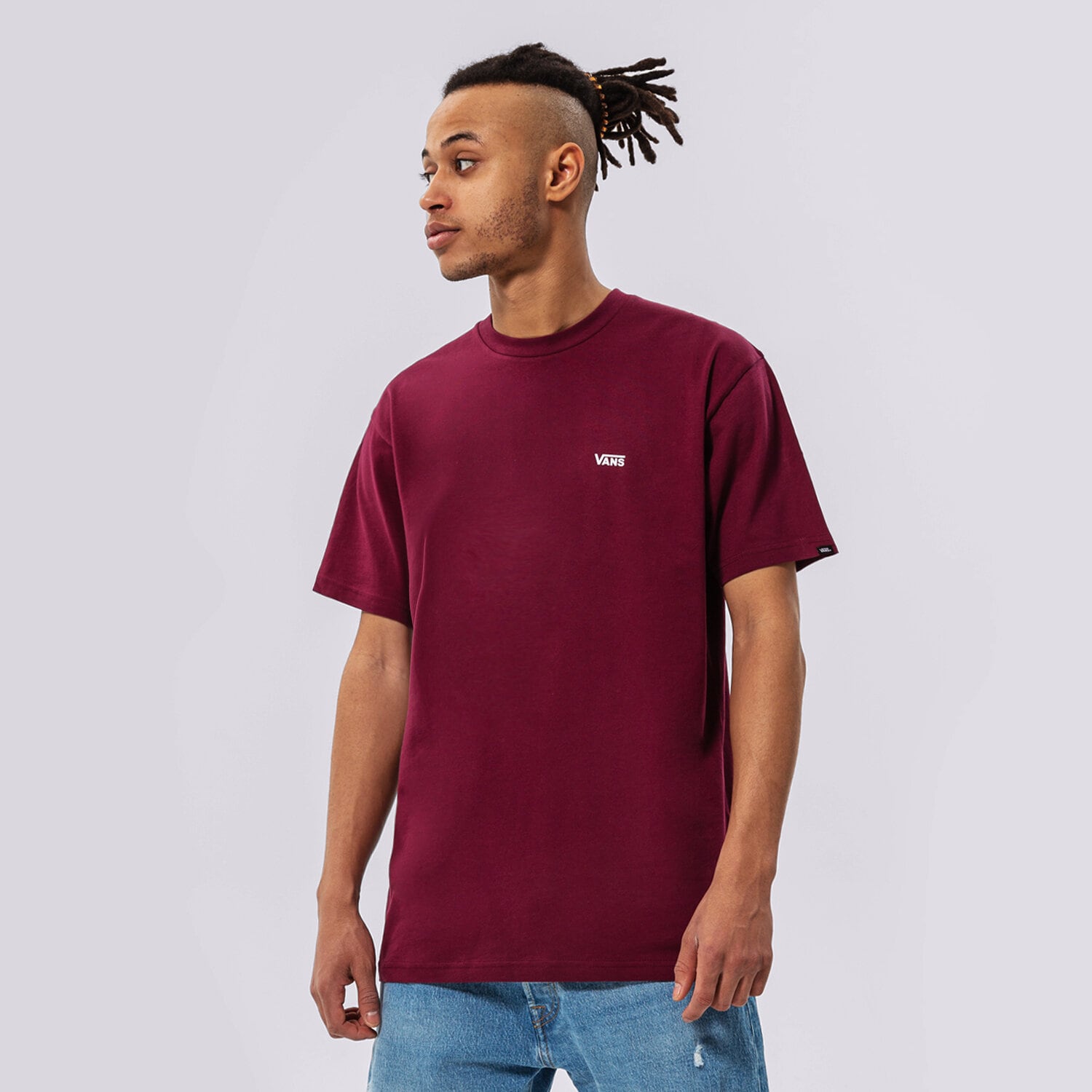 pánské tričko VANS TRIČKO MN LEFT CHEST LOGO TEE BURGUNDY VN0A3CZEBRG1 BORDOVÁ