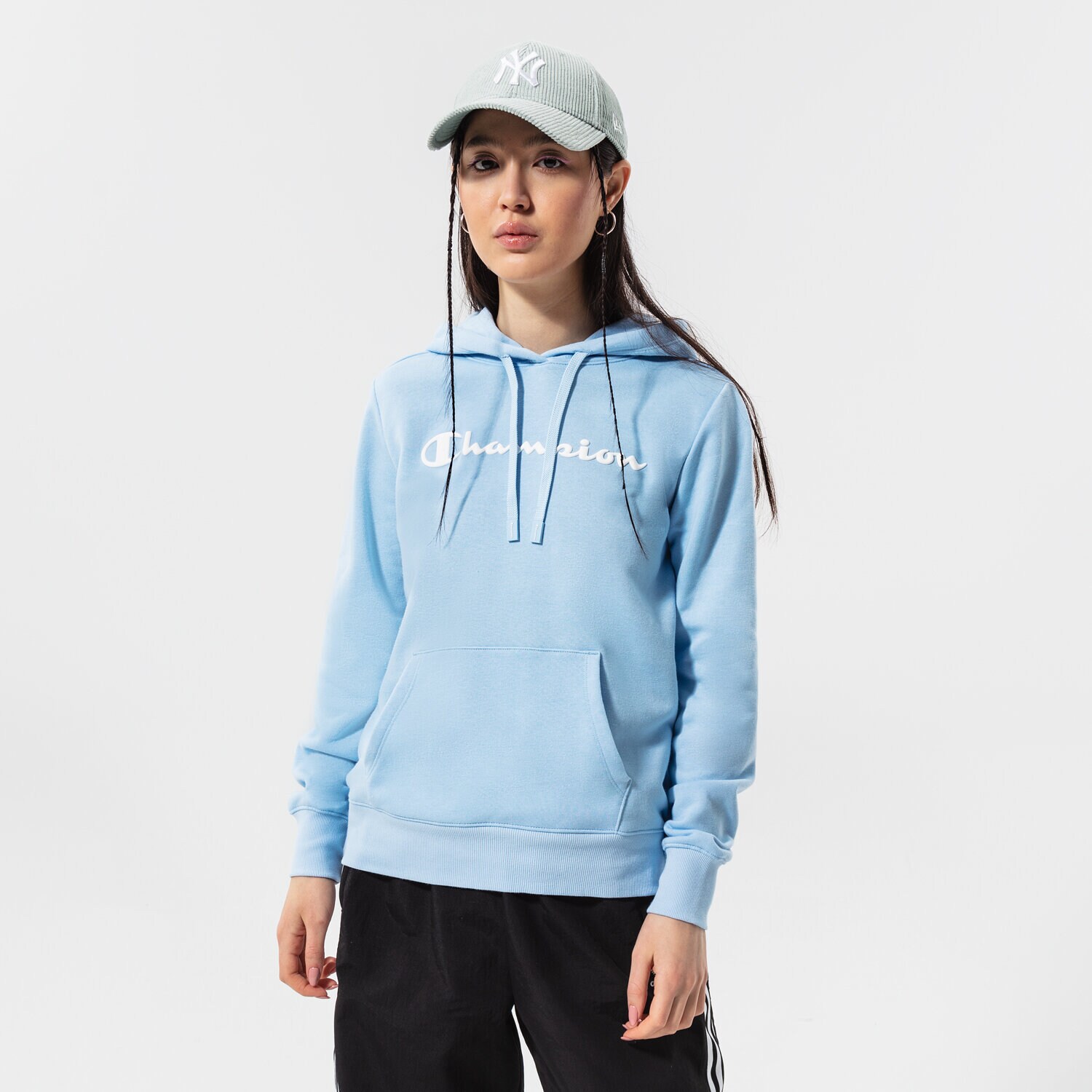 dámská mikina CHAMPION MIKINA S KAPUCÍ HOODED SWEATSHIRT 114858BS151 MODRÁ