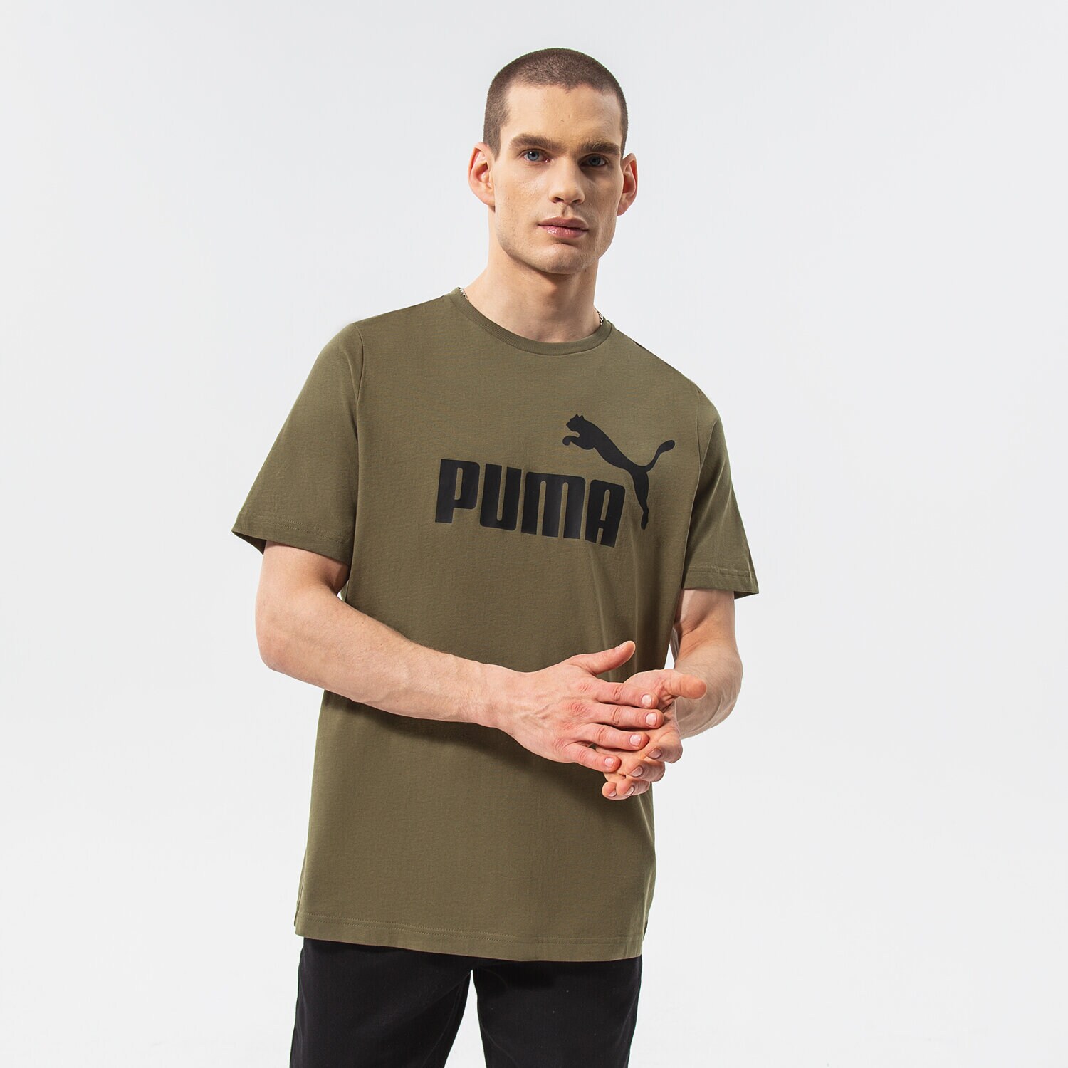 pánské tričko PUMA TRIČKO ESS LOGO TEE 58666732 KHAKI