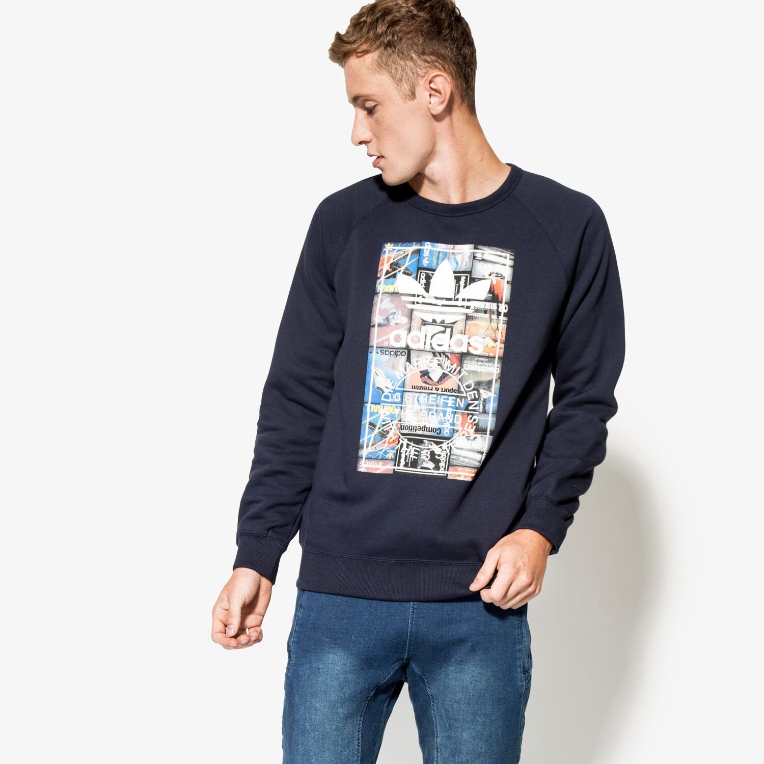 pánská mikina ADIDAS MIKINA BTS CREW AY7799 TMAVOMODRÁ