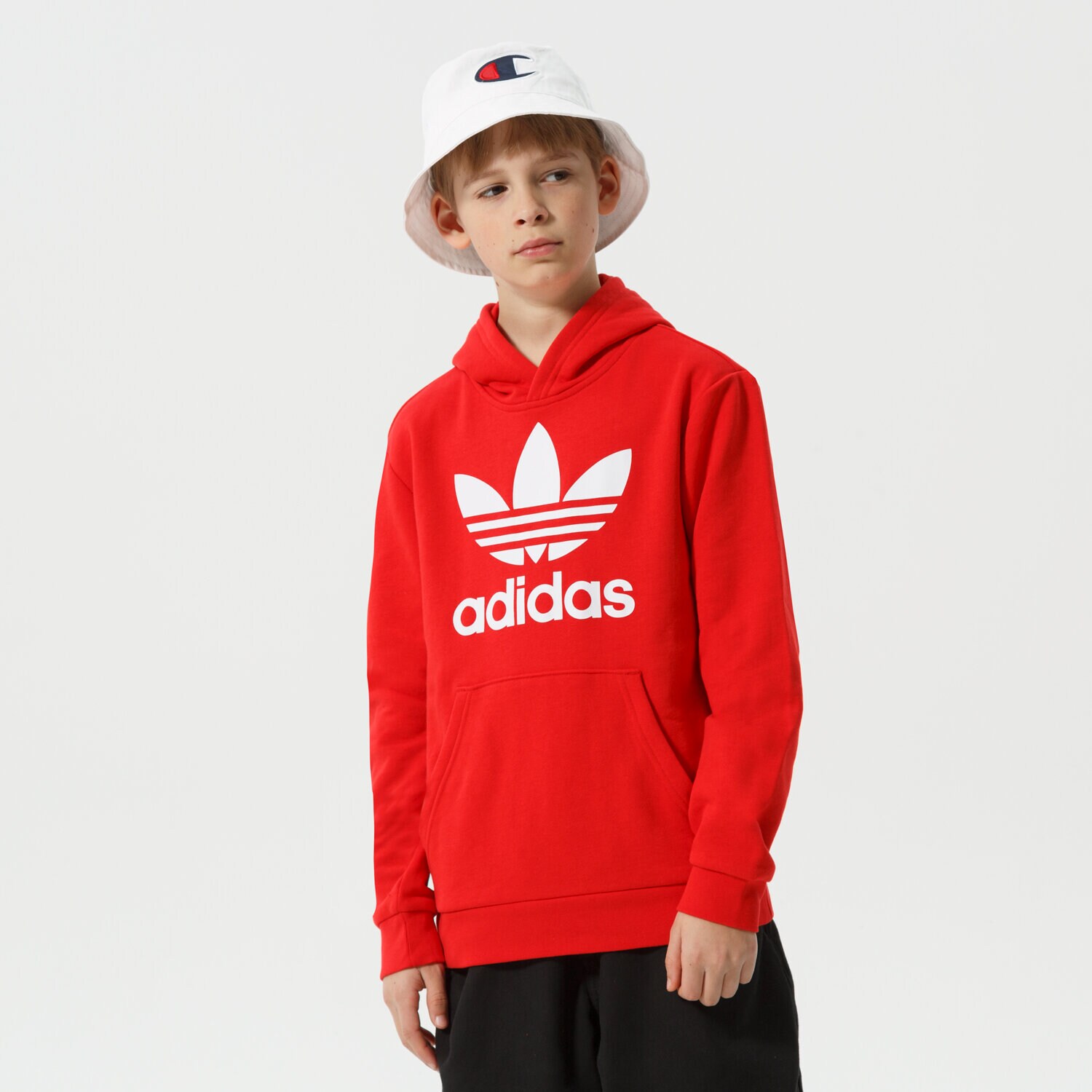 dětská mikina ADIDAS MIKINA S KAPUCÍ TREFOIL HOODIE BOY HD2020 ČERVENÁ