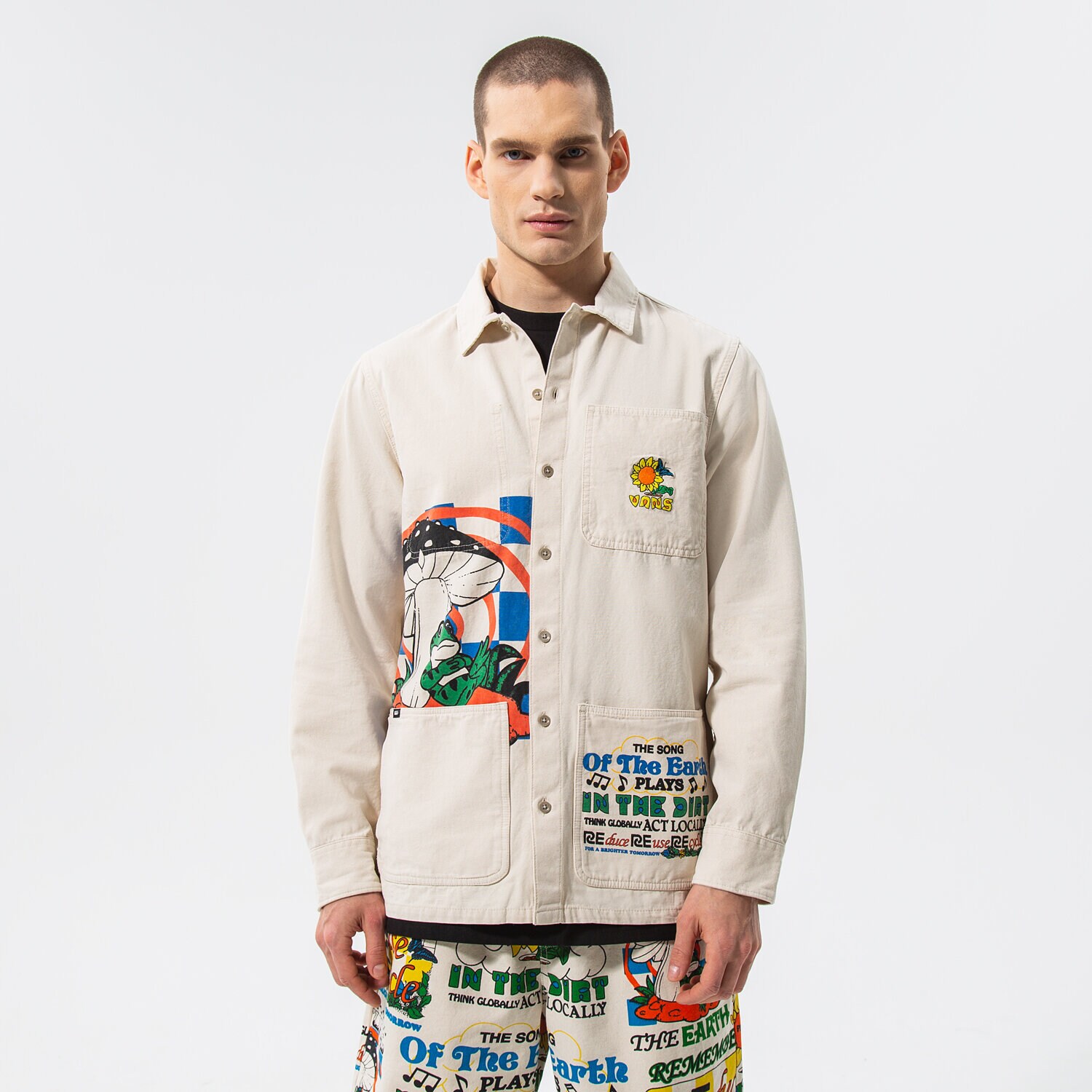 pánská košile VANS KOŠILE ECO POSITIVITY WORKSHIRT LS VN0A5KMZ7VJ1 BÉŽOVÁ
