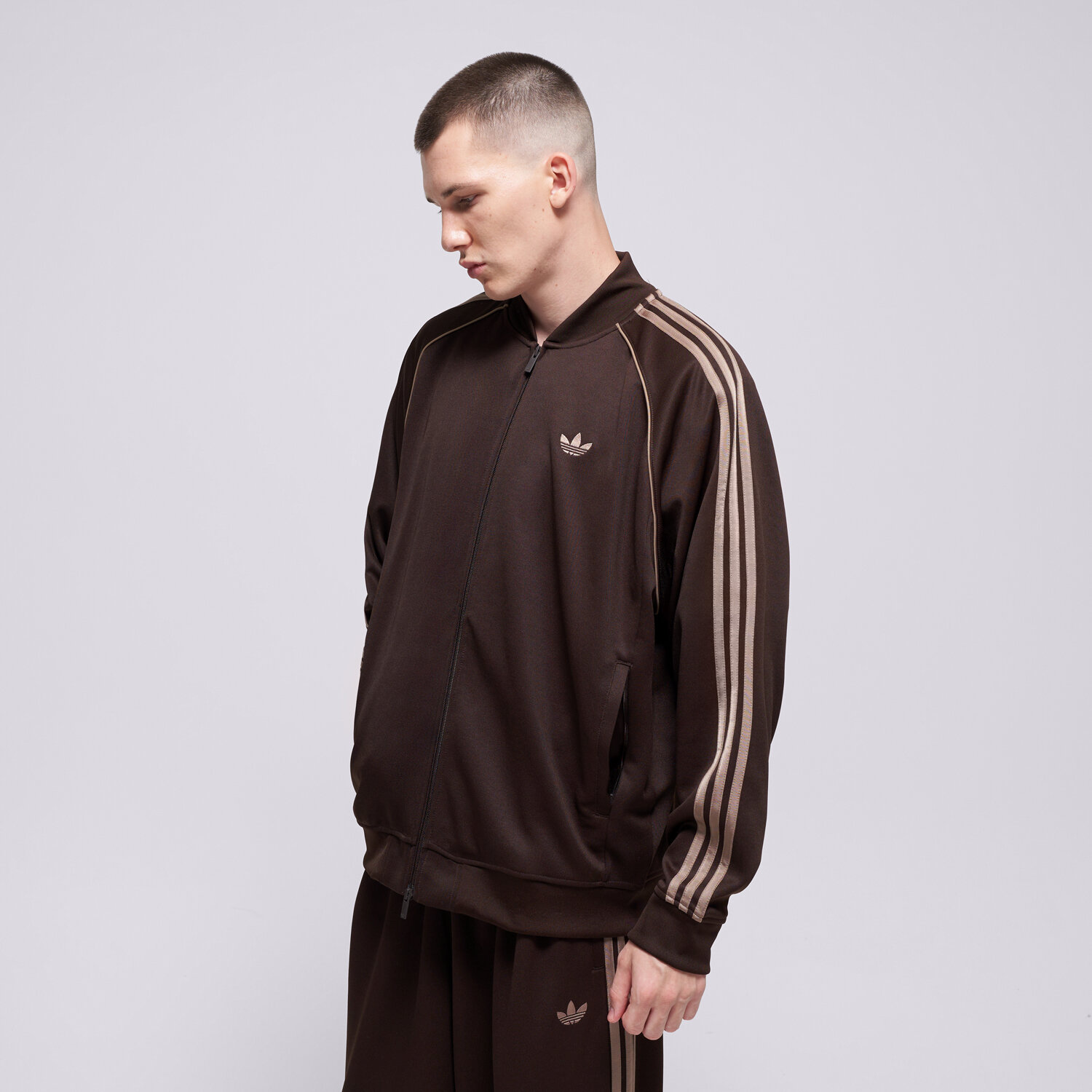 pánská mikina ADIDAS MIKINA ROZEPÍNACÍ SST TT KS4957 HNĚDÁ