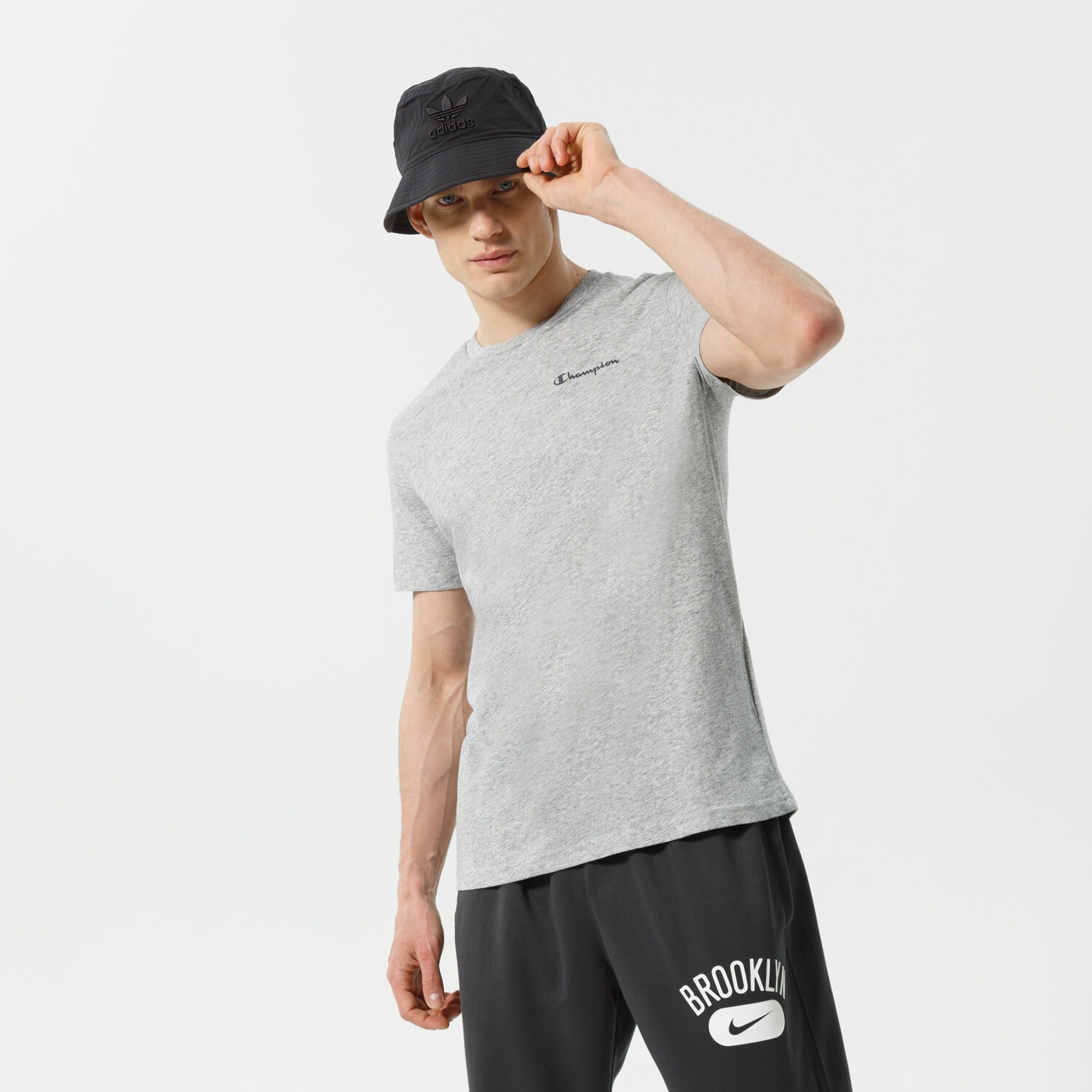 pánské tričko CHAMPION TRIČKO CREWNECK TRIČKO 218281EM021 ŠEDÁ