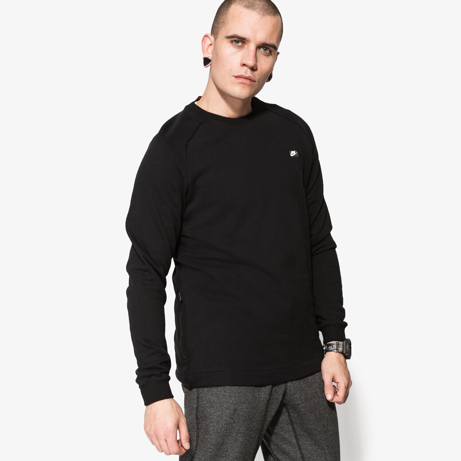 pánská mikina NIKE MIKINA M NSW MODERN CRW FT 805126-010 ČERNÁ