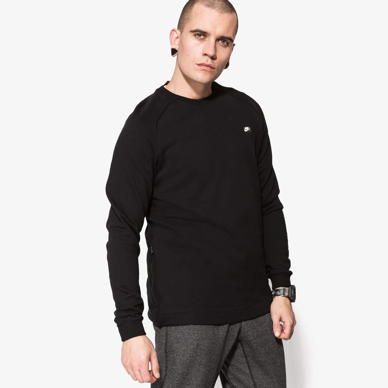 pánská mikina NIKE MIKINA M NSW MODERN CRW FT 805126-010 ČERNÁ