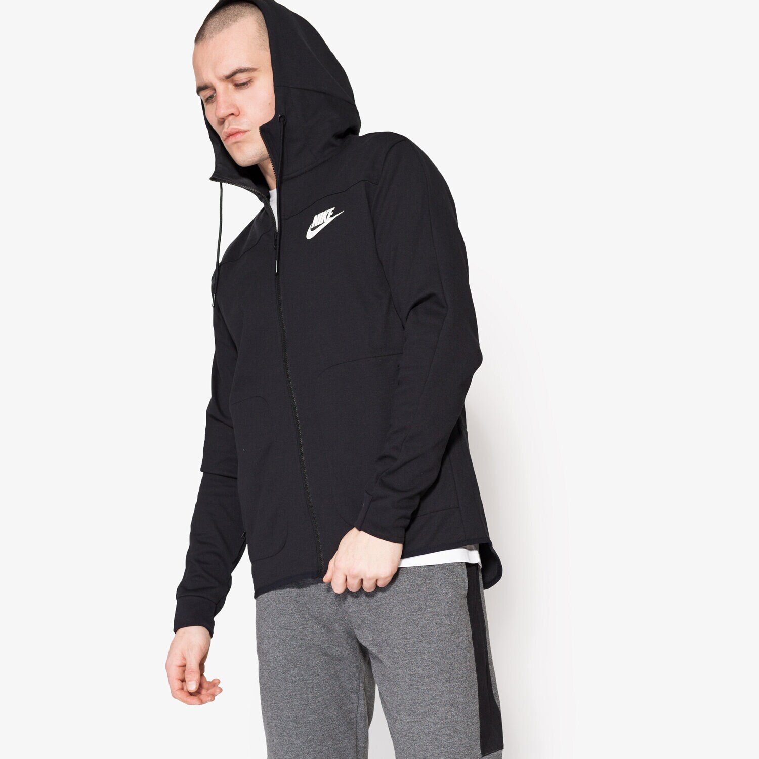 pánská mikina NIKE MIKINA M NSW AV15 HOODIE FZ FLC 804852010 ČERNÁ