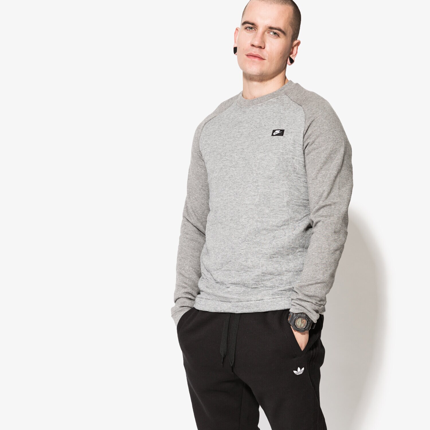 pánská mikina NIKE MIKINA MODERN CRW BB 806679091 ŠEDÁ