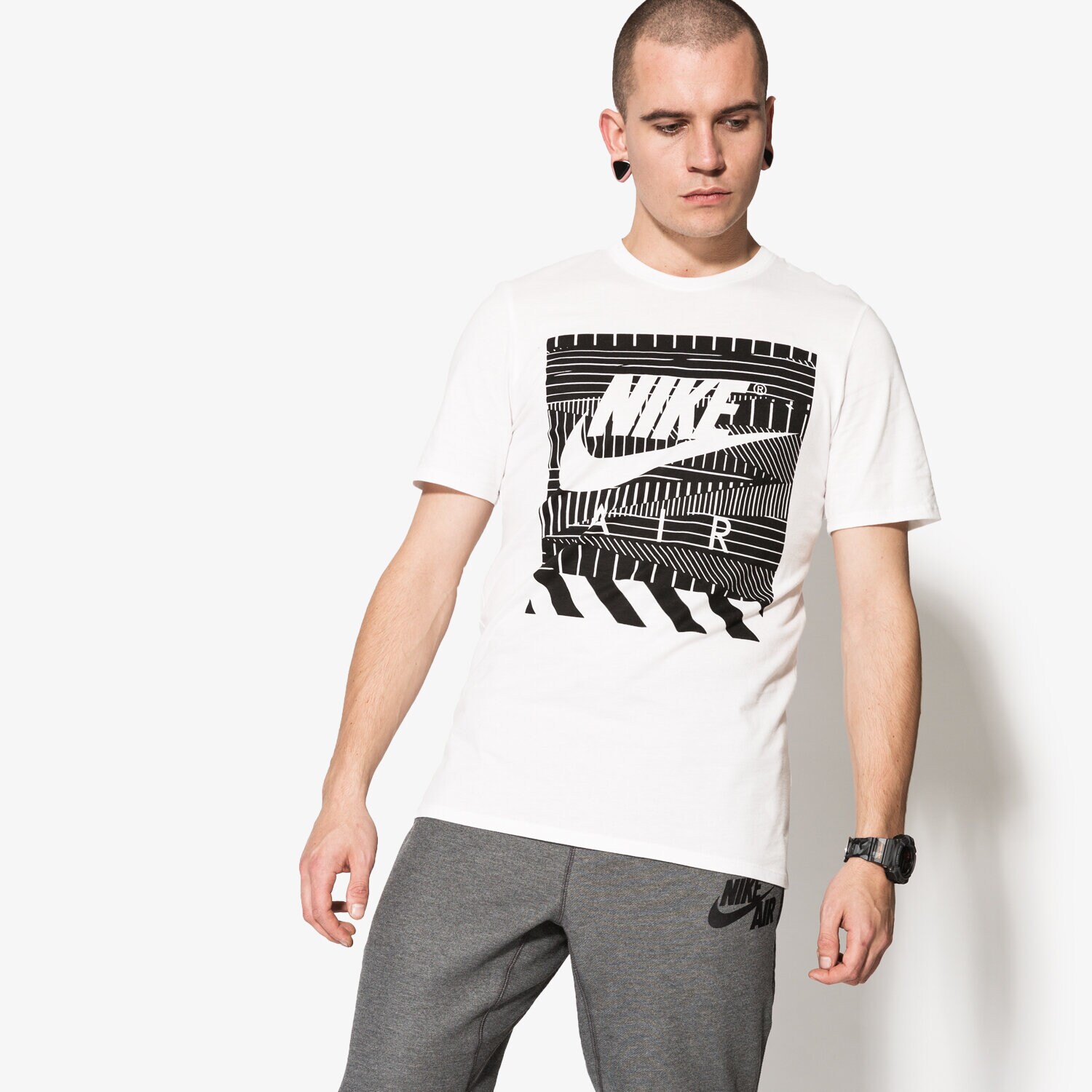pánské tričko NIKE TRIČKO AIR STRETCHER PRNT 843388100 BÍLÁ
