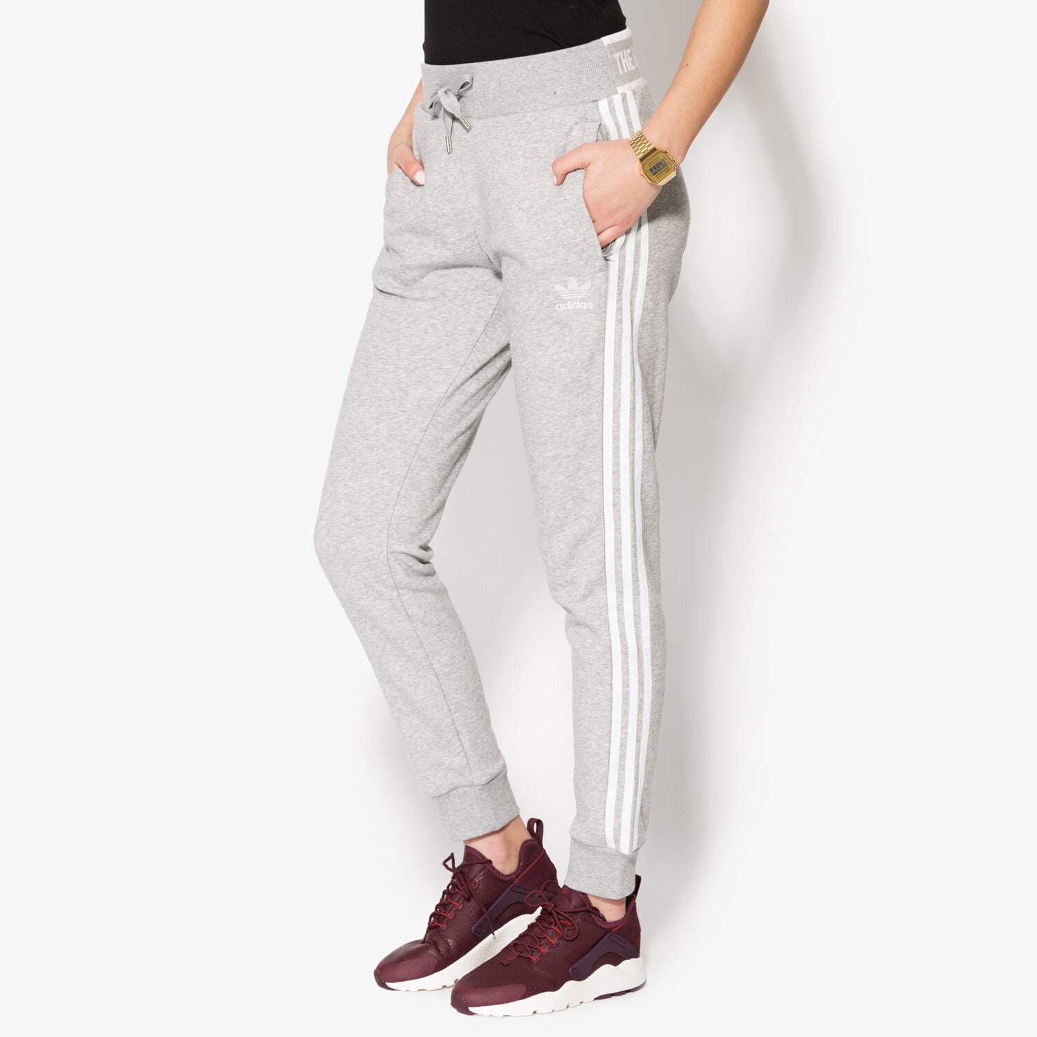 dámské kalhoty ADIDAS KALHOTY  REGULAR TP CUF AY8944 ŠEDÁ