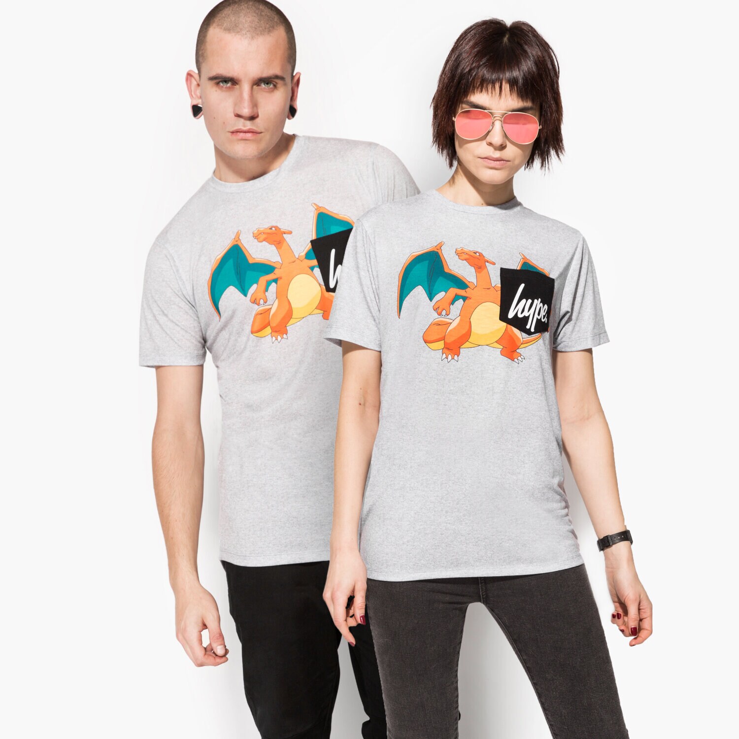 dámské tričko HYPE TRIČKO SS CHARIZARD POCKET HPOK074 ŠEDÁ