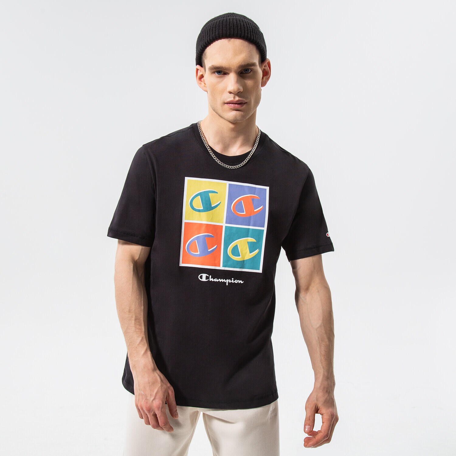 pánské tričko CHAMPION TRIČKO CREWNECK TRIČKO 217221KK003 ČERNÁ