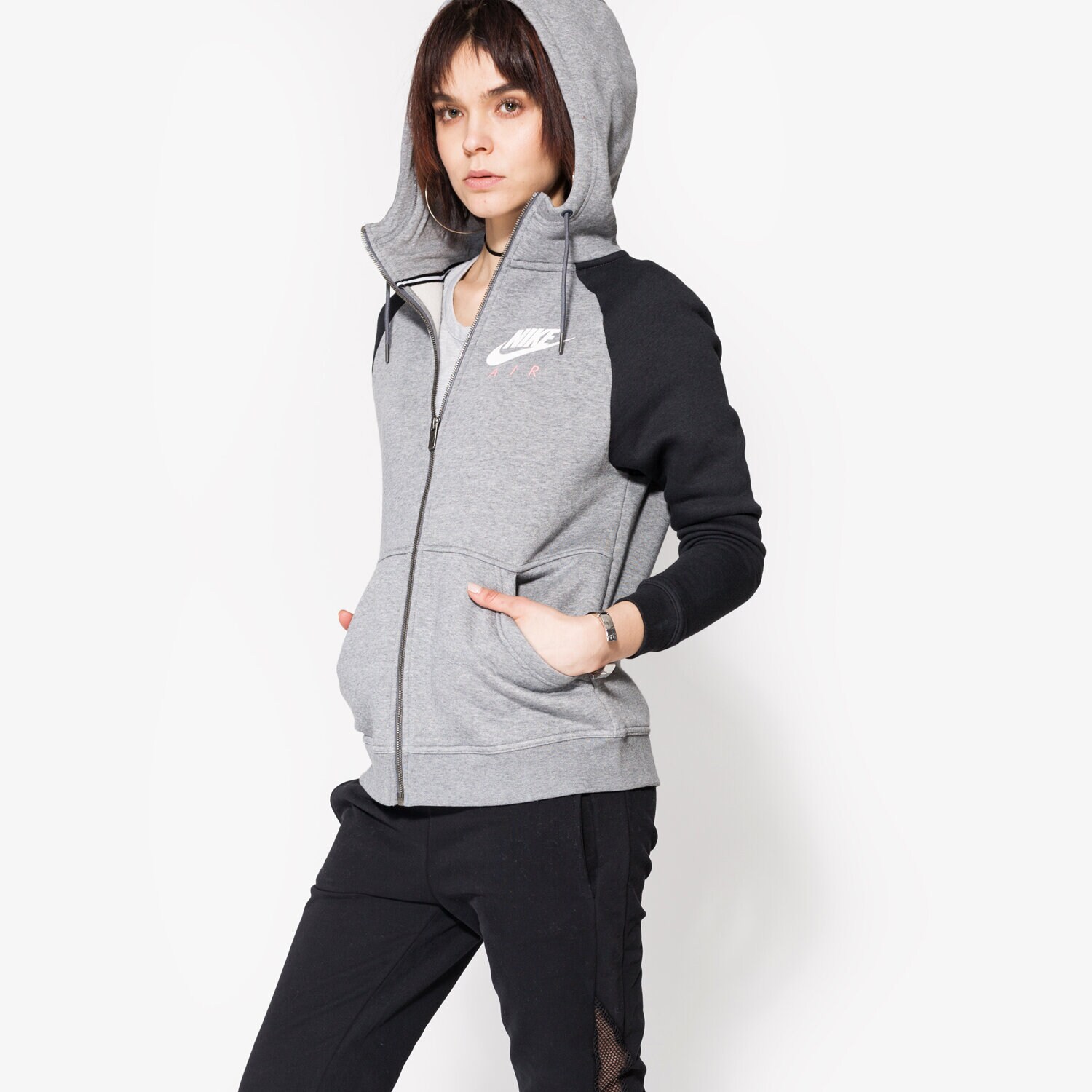 dámská mikina NIKE MIKINA NSW RALLY HOODIE FZ AIR 831834091 ŠEDÁ