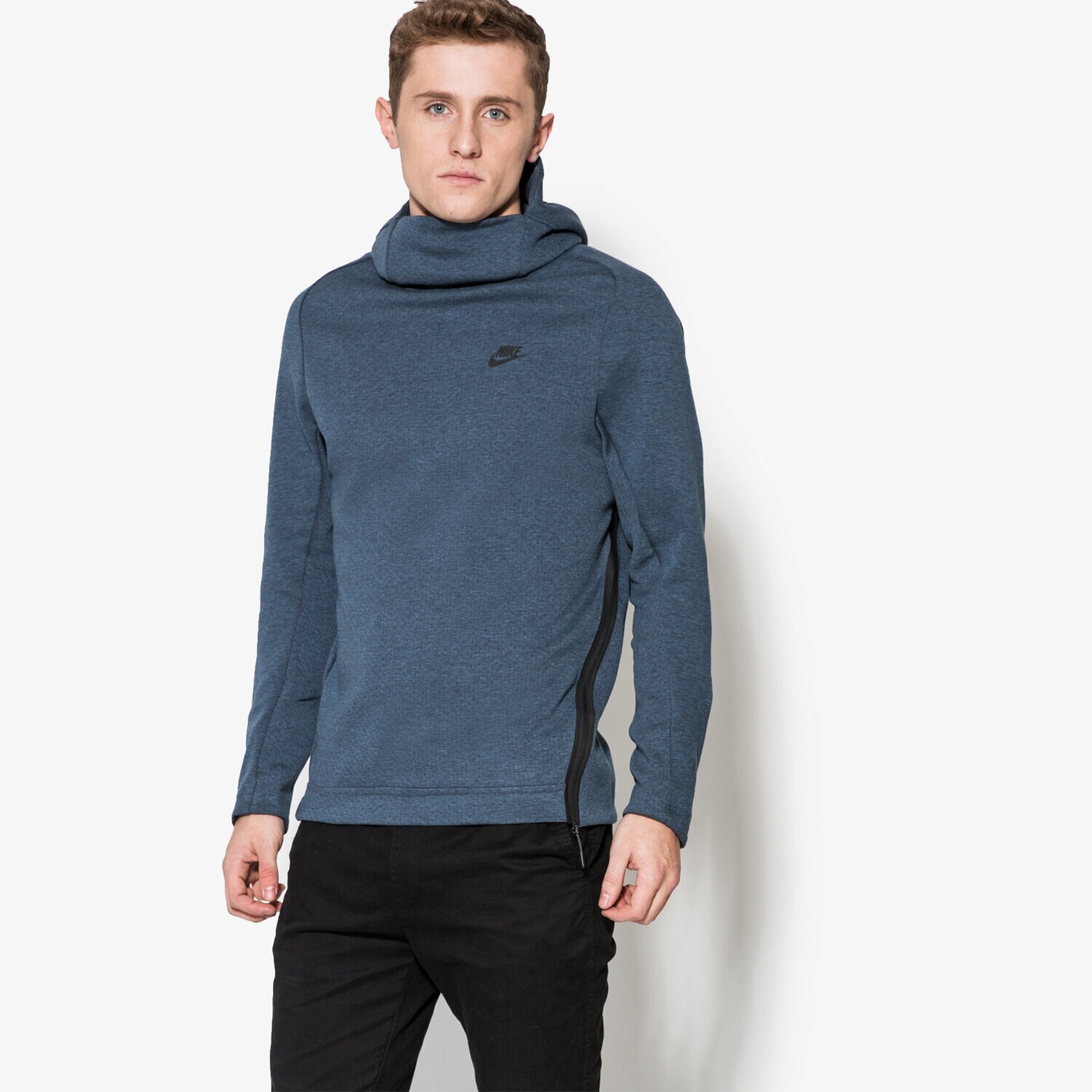 pánská mikina NIKE MIKINA NSW TCH FLC HOODIE PO 832116464 TMAVOMODRÁ