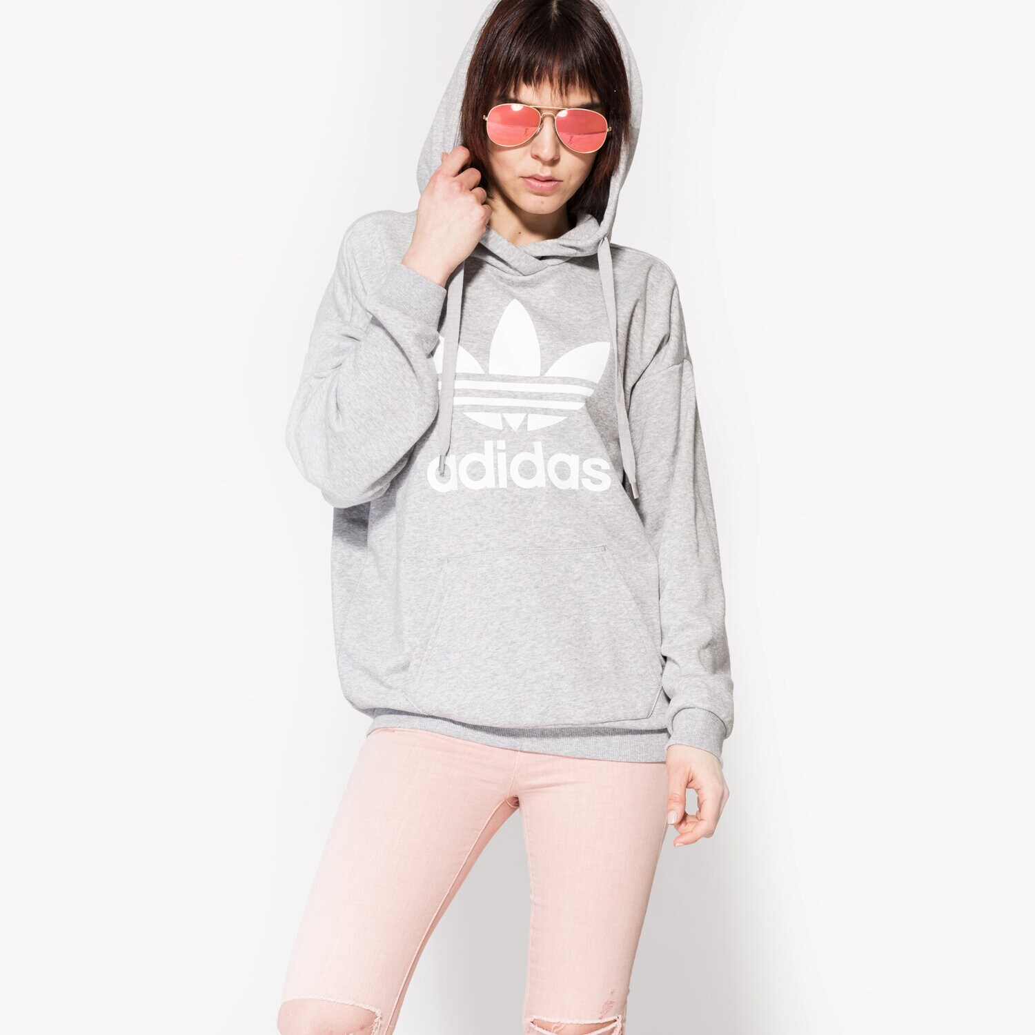 dámská mikina ADIDAS MIKINA TREFOIL HOODIE BK7141 ŠEDÁ