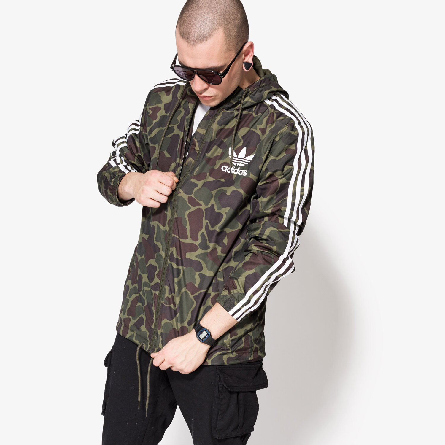 Přechodná bunda pánská (podzimní, jarní) ADIDAS BUNDA CAMO WB BJ9997 KHAKI