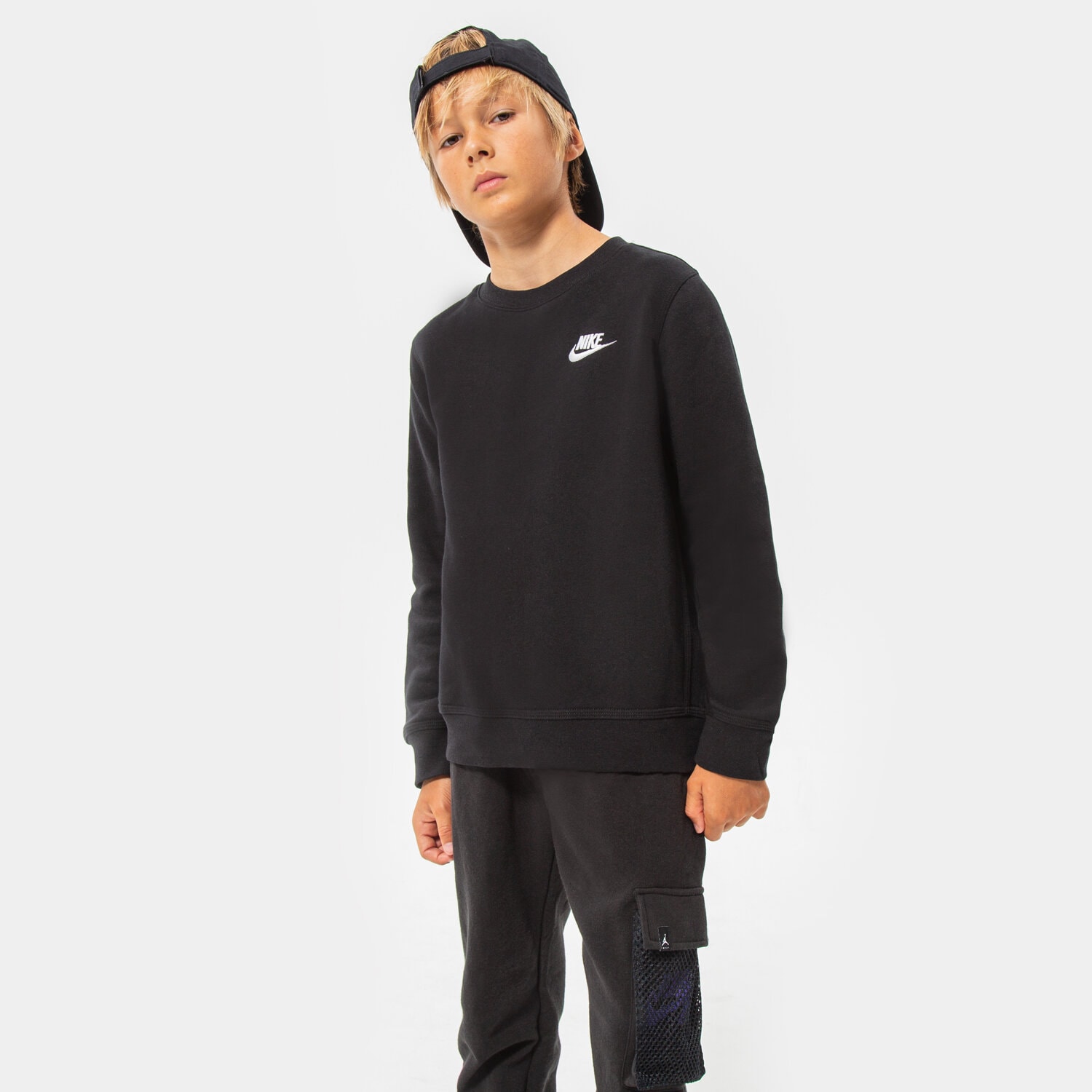 dětská mikina NIKE MIKINA B NSW CLUB CREW BB BOY DV1234-010 ČERNÁ