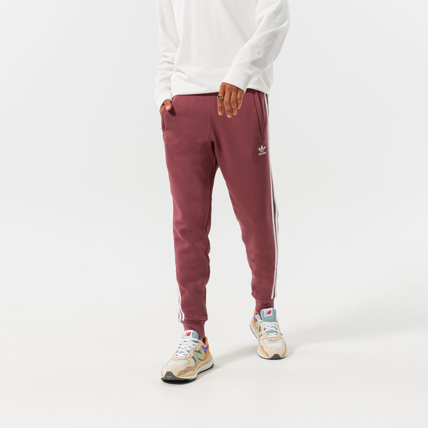 pánské kalhoty ADIDAS KALHOTY  3-STRIPES PANT HF2101 BORDOVÁ