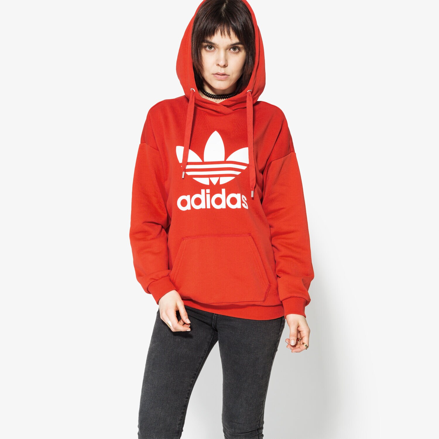 dámská mikina ADIDAS MIKINA TREFOIL HOODIE BK7139 ČERVENÁ