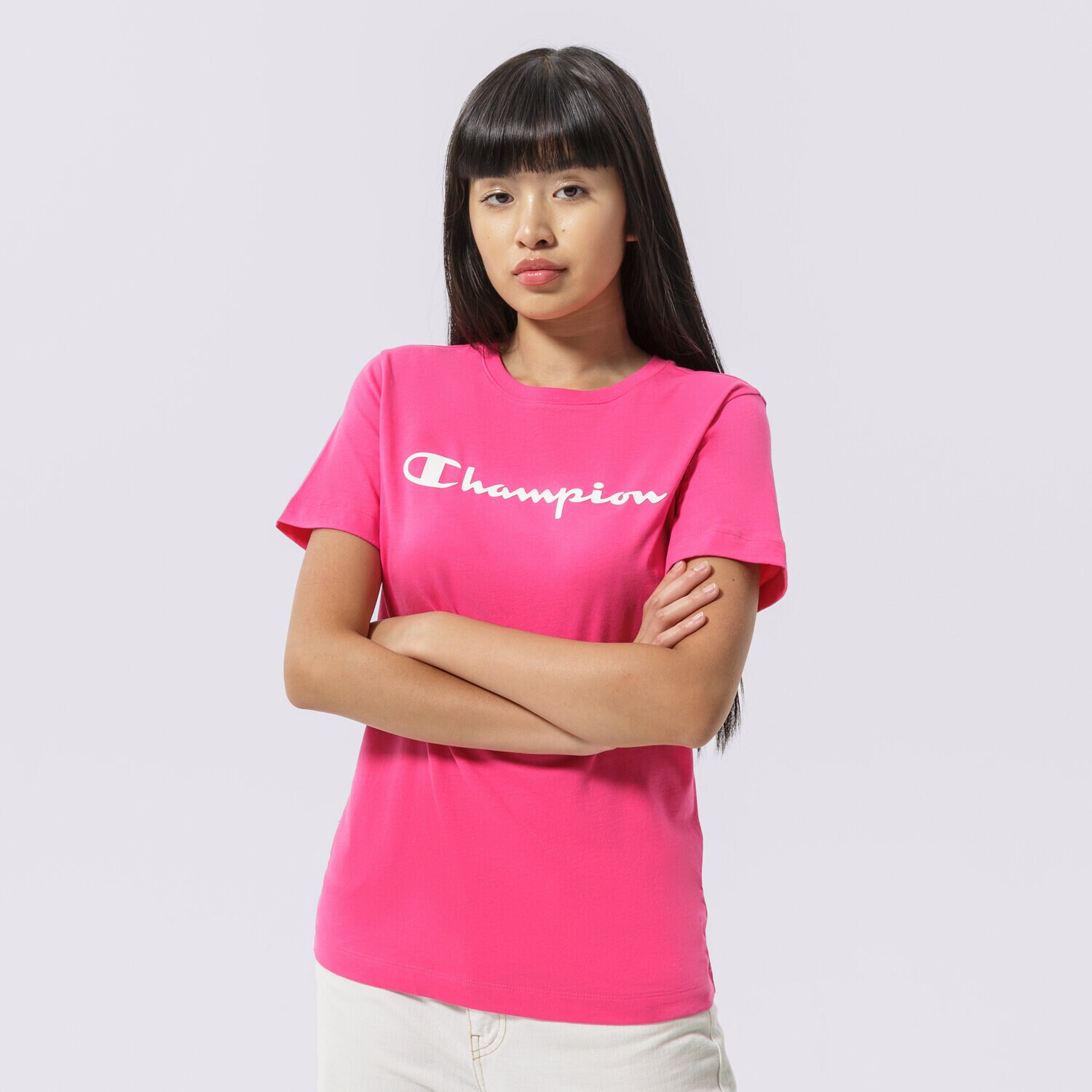 dámské tričko CHAMPION TRIČKO CREWNECK TRIČKO 114911PS025 RŮŽOVÁ
