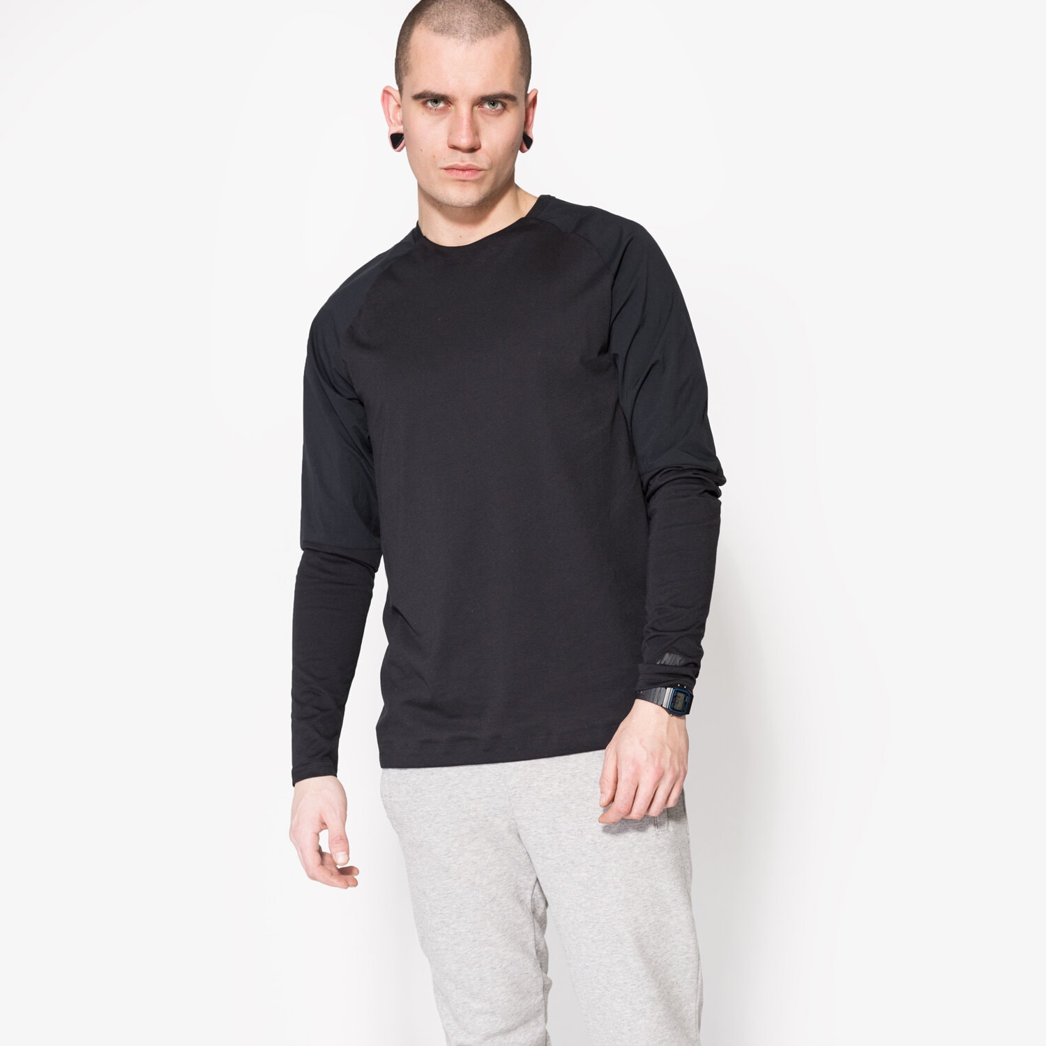 pánské tričko NIKE TRIČKO LS NSW BND TOP LS 832206010 ČERNÁ