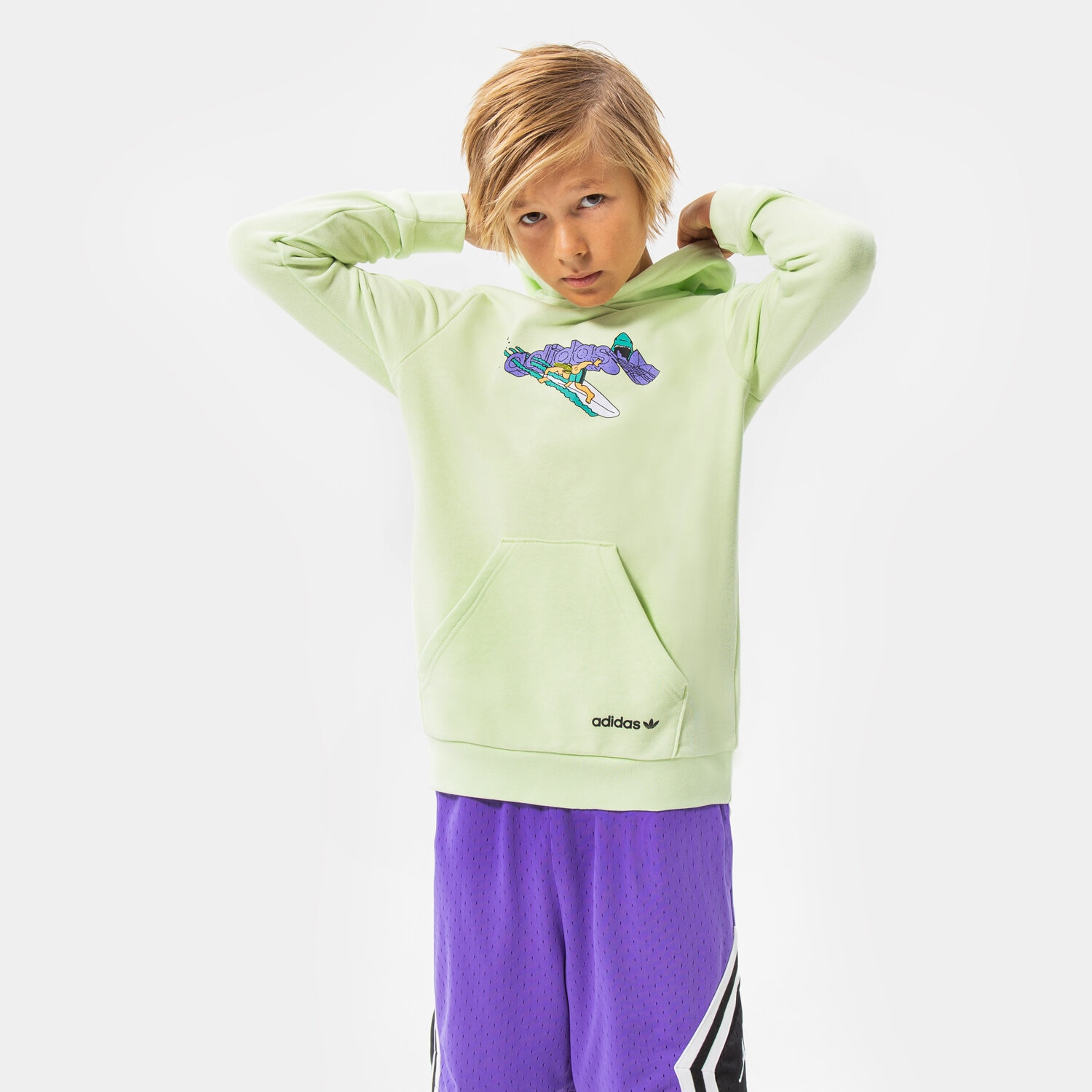 dětská mikina ADIDAS MIKINA S KAPUCÍ HOODIE BOY HF7436 ZELENÁ