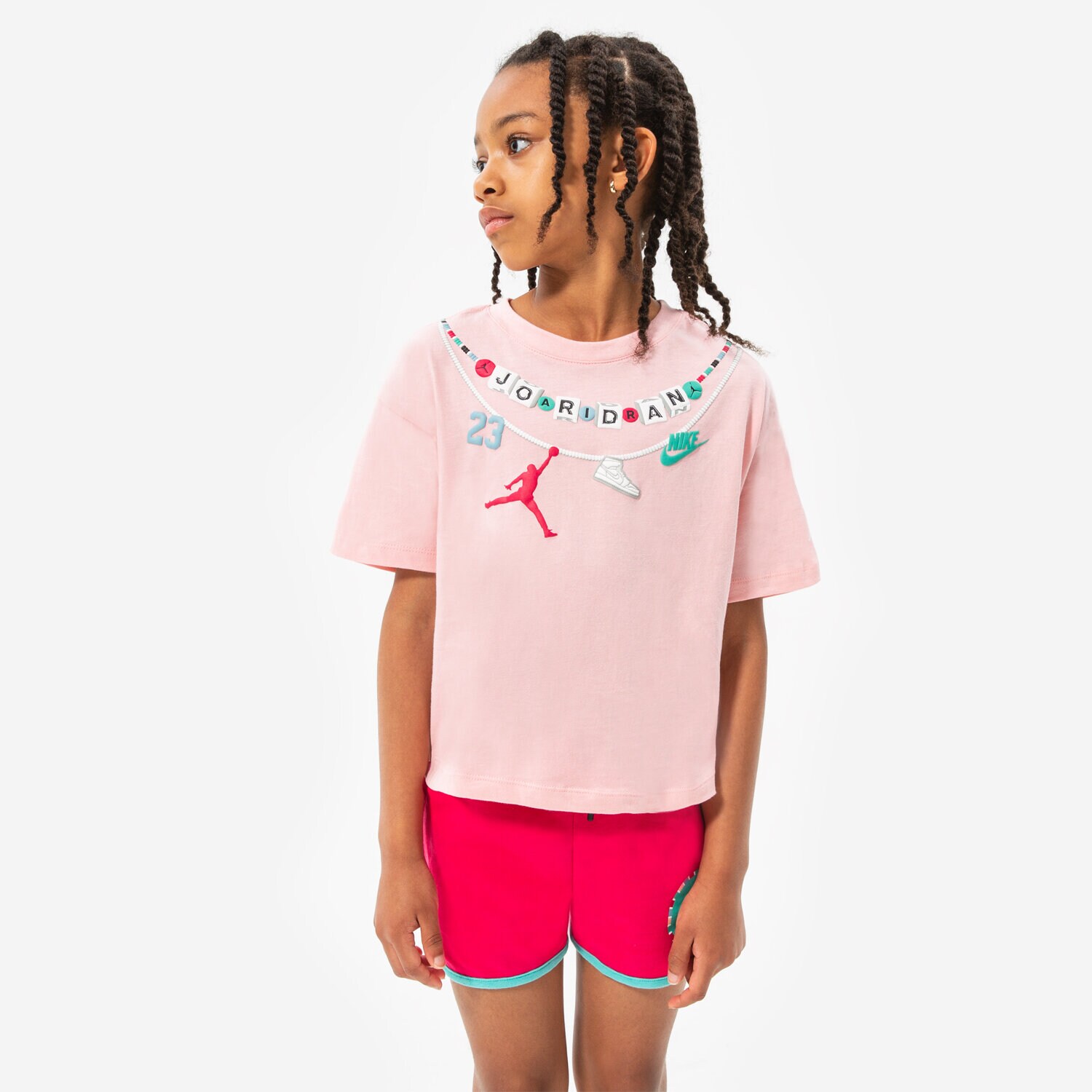 dětské tričko JORDAN TRIČKO BRAIDED JUMBO JM TEE GIRL 45B598-A6P RŮŽOVÁ