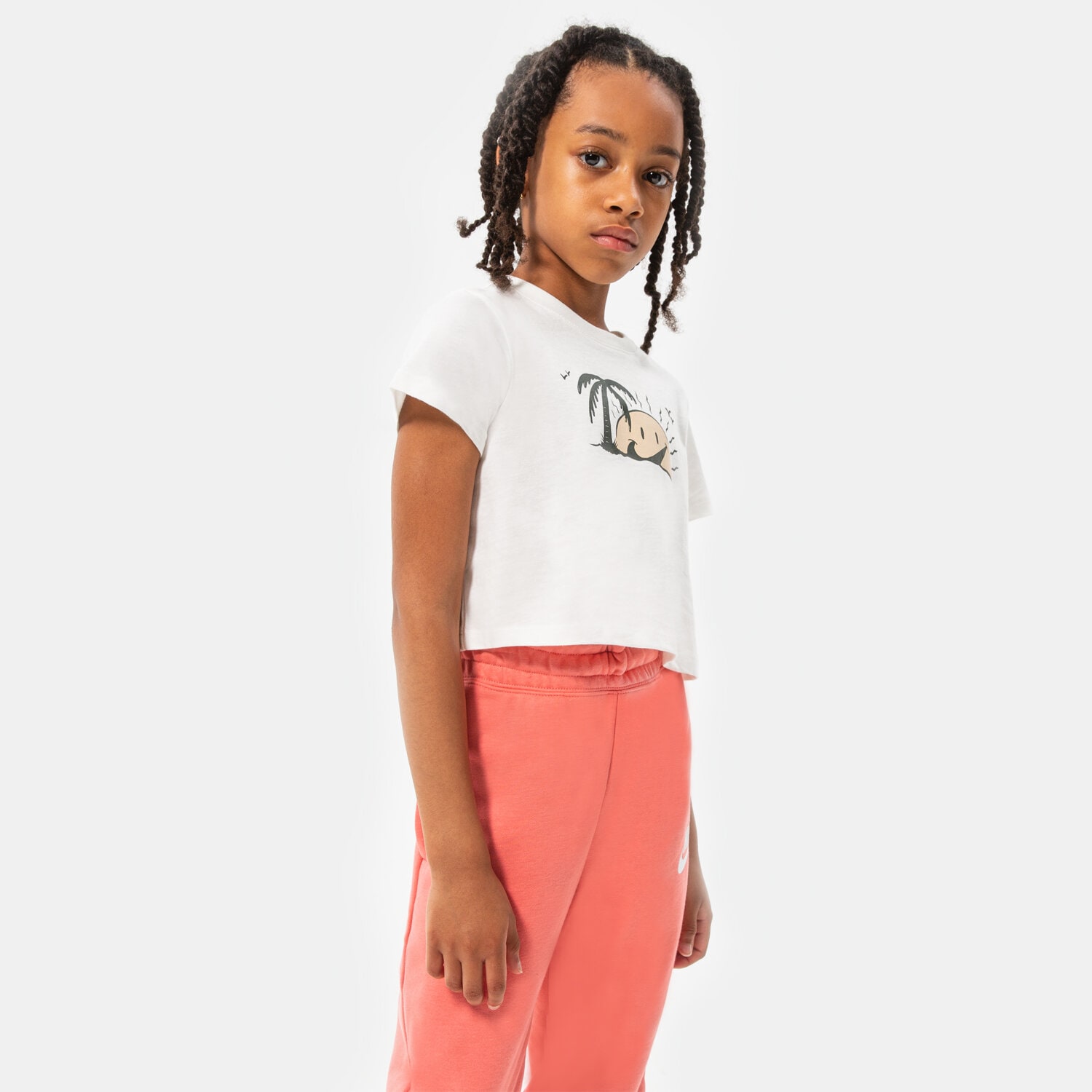 dětské tričko NIKE TRIČKO G NSW TEE SUN SWOOSH CROP GIRL DQ4376-133 BÍLÁ