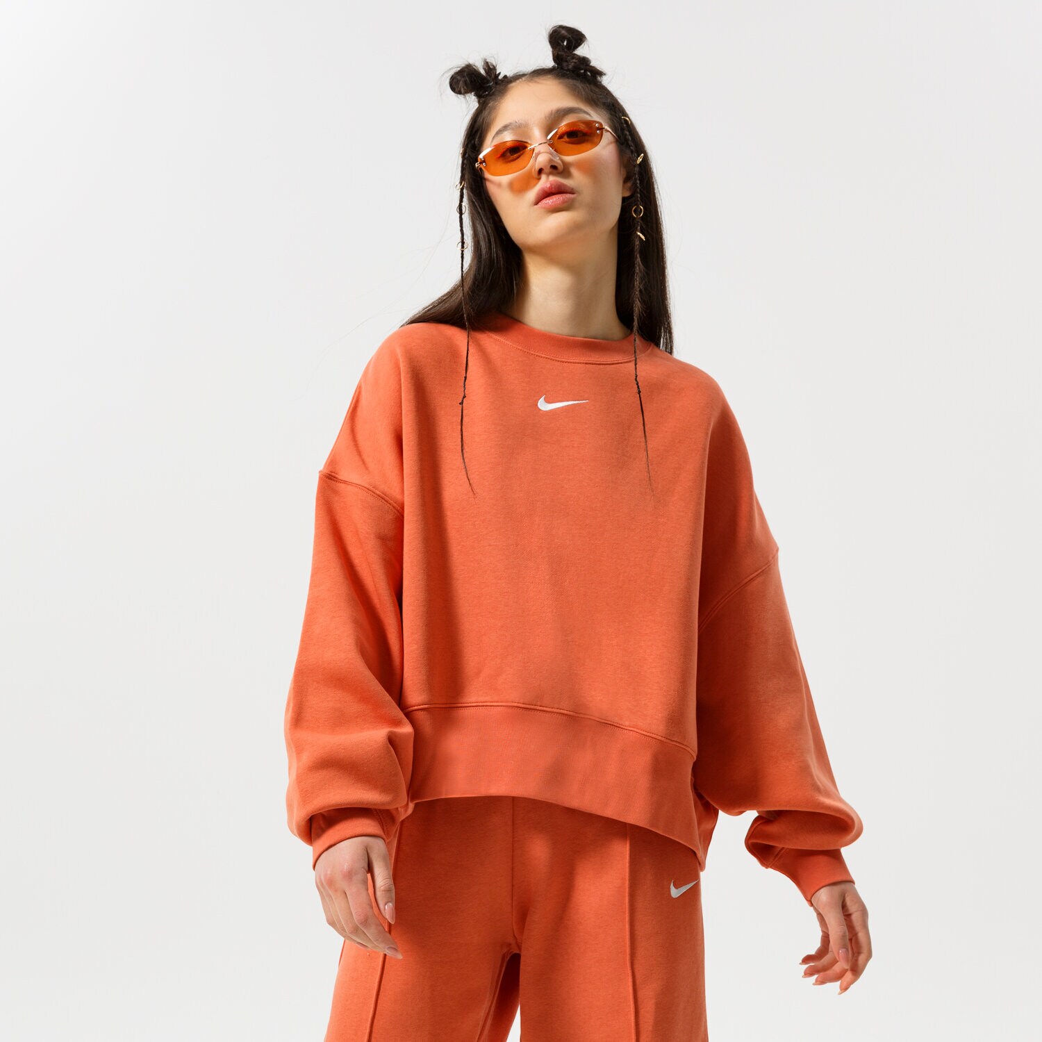 dámská mikina NIKE MIKINA W NSW ESSNTL CLCTN FLC OS CRW DJ7665-827 ORANŽOVÁ