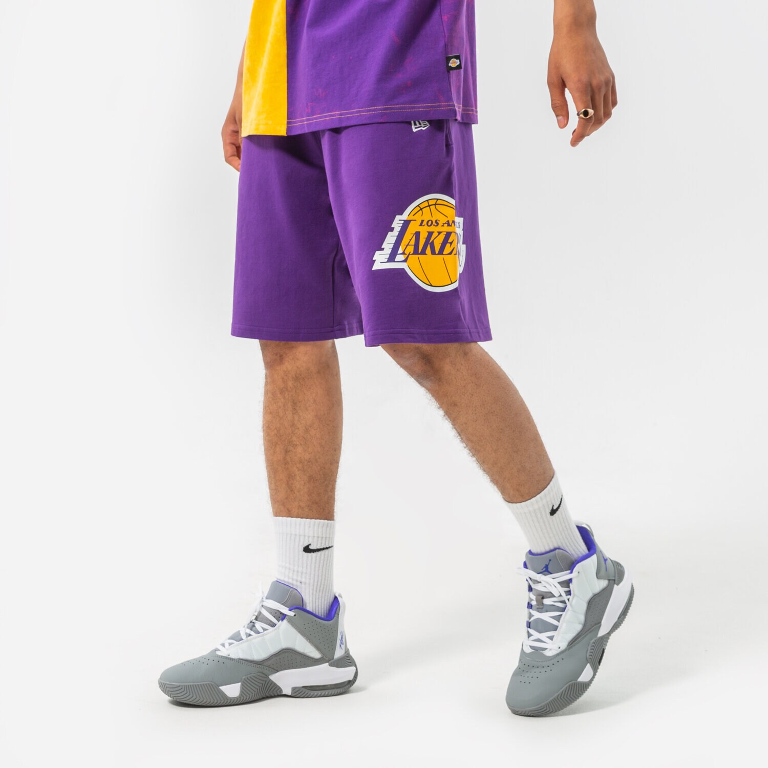 pánské kraťasy NEW ERA ŠORTKY  WASHED LOGO LAKERS LOS ANGELES LAKERS TRP 13083850 FIALOVÁ