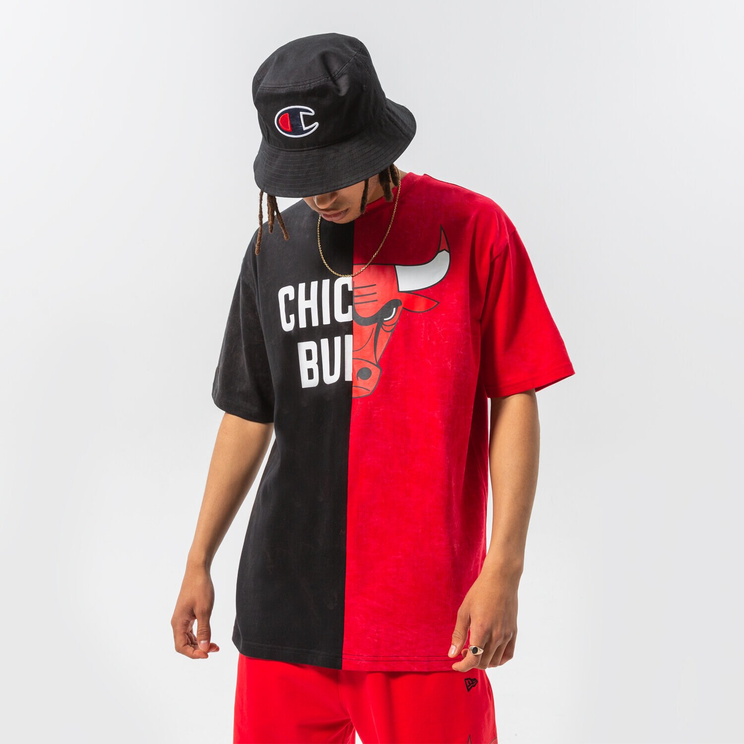 pánské tričko NEW ERA TRIČKO WASHED PACK GRAPHIC BULLS CHICAGO BULLS BLKFD 13083857 ČERVENÁ