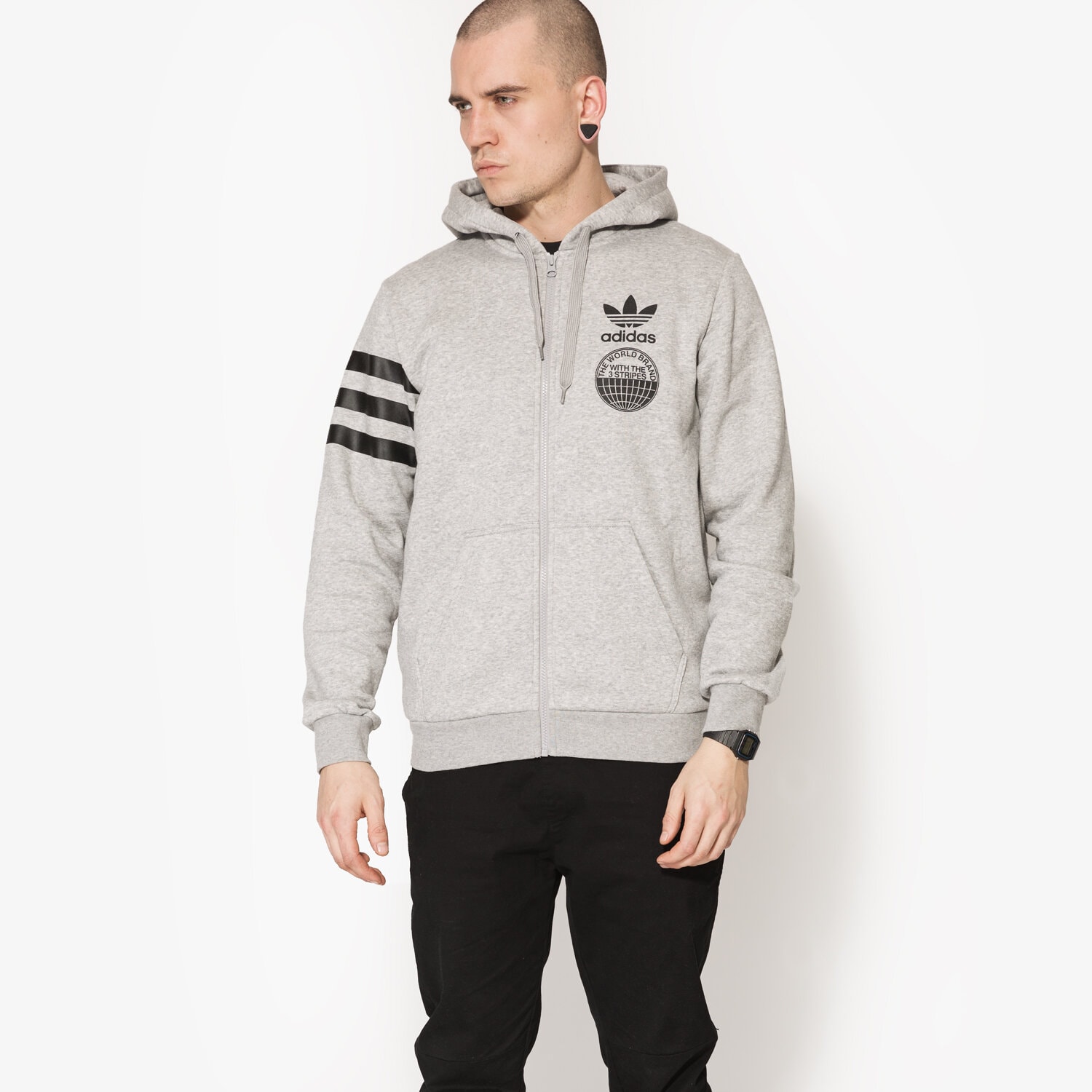 pánská mikina ADIDAS MIKINA STREET GRAPH FZ BP8920 ŠEDÁ