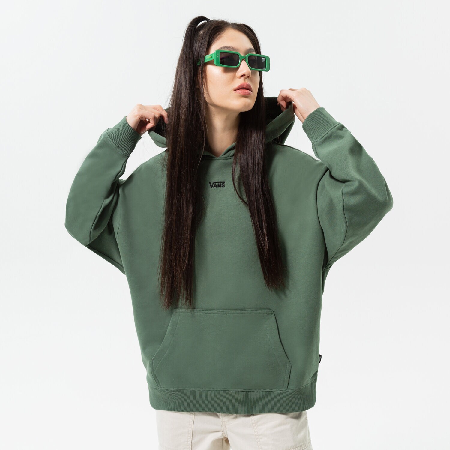 dámská mikina VANS MIKINA S KAPUCÍ FLYING V OS FT LS HOODIE VN0A7RMDYQW ZELENÁ