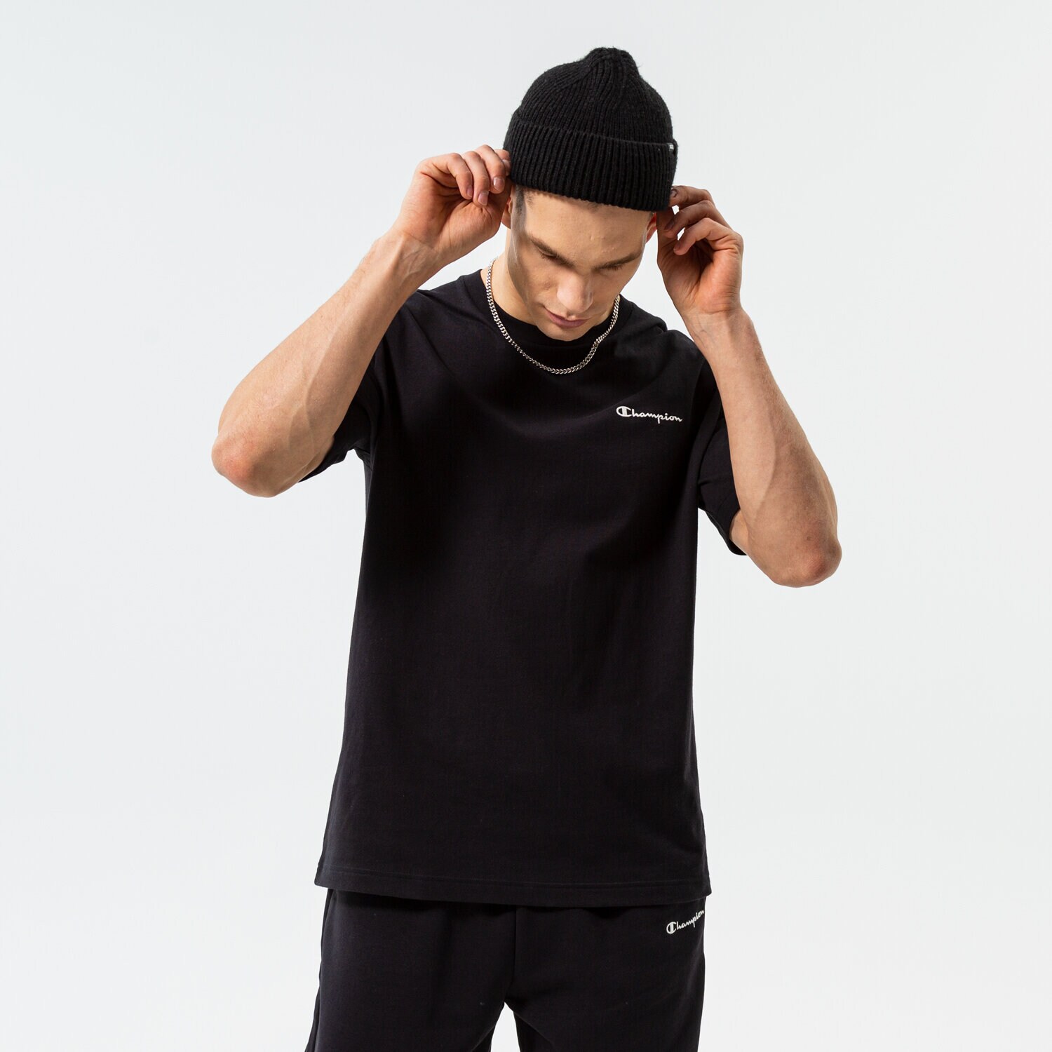 pánské tričko CHAMPION TRIČKO CREWNECK TRIČKO 217921KK001 ČERNÁ
