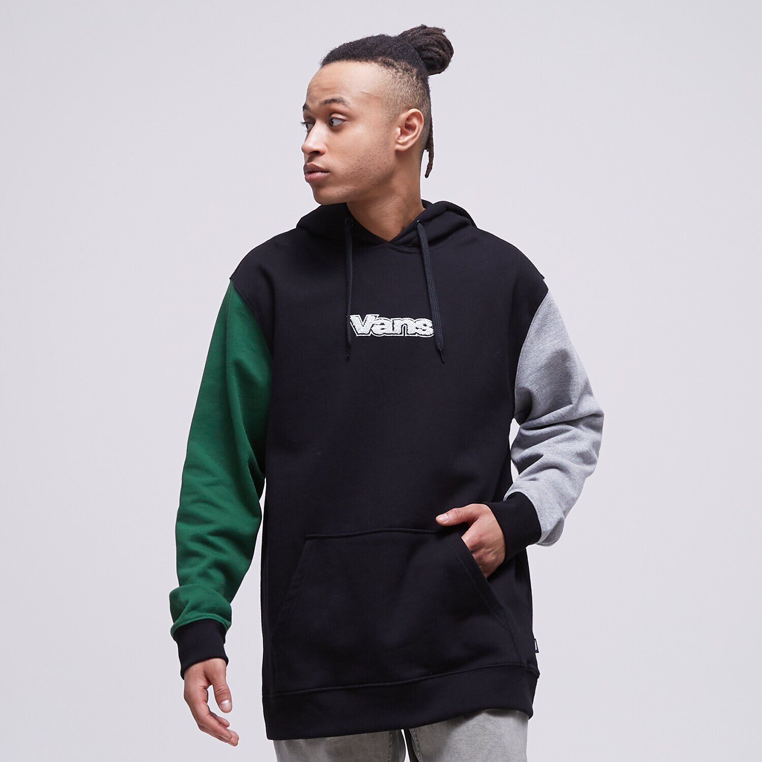 pánská mikina VANS MIKINA S KAPUCÍ VANS COLORBLOCK PO BLACK VN0007VXBVA1 ČERNÁ