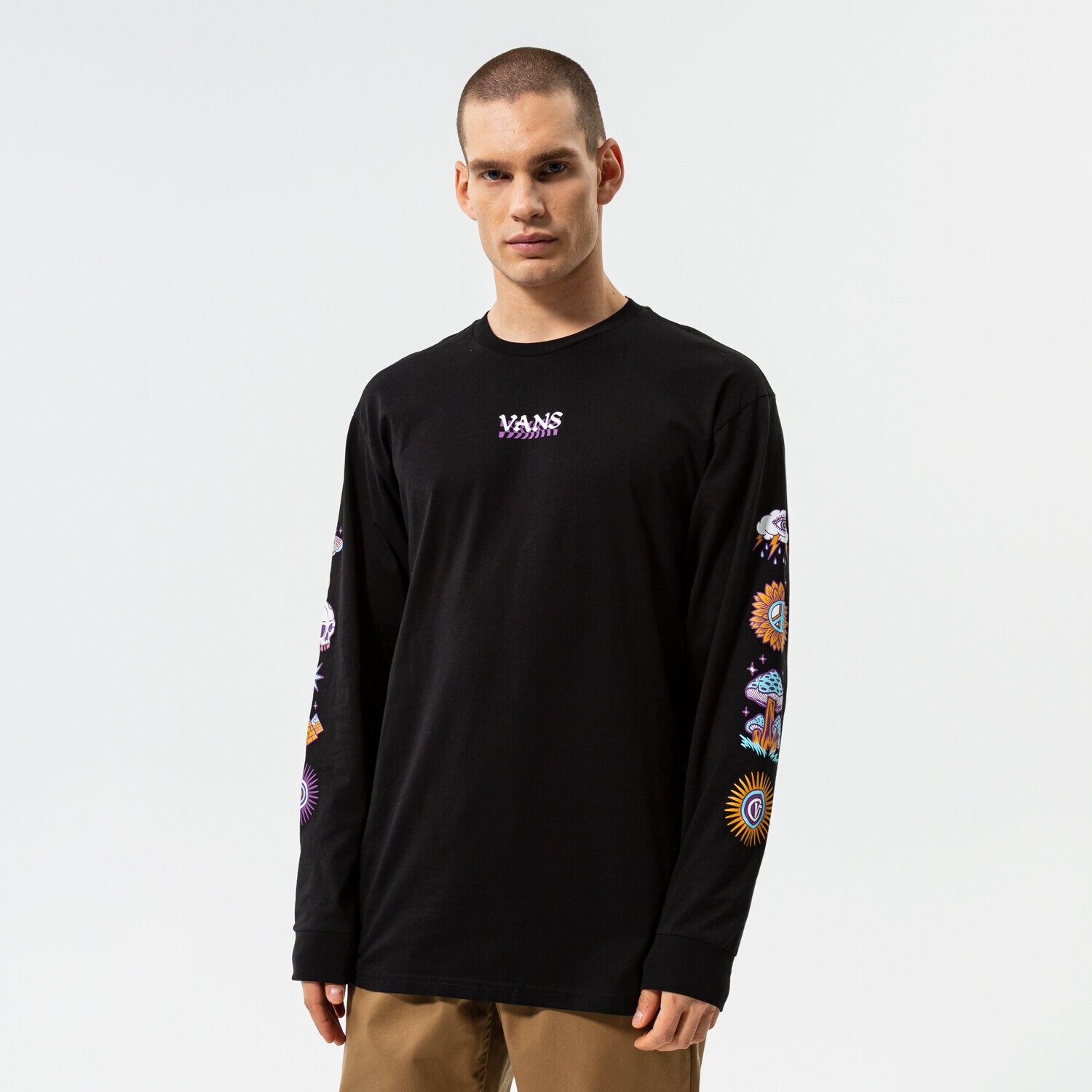 pánské tričko VANS TRIČKO ABSTRACT DAZE LS VN0A7TMJBLK1 ČERNÁ