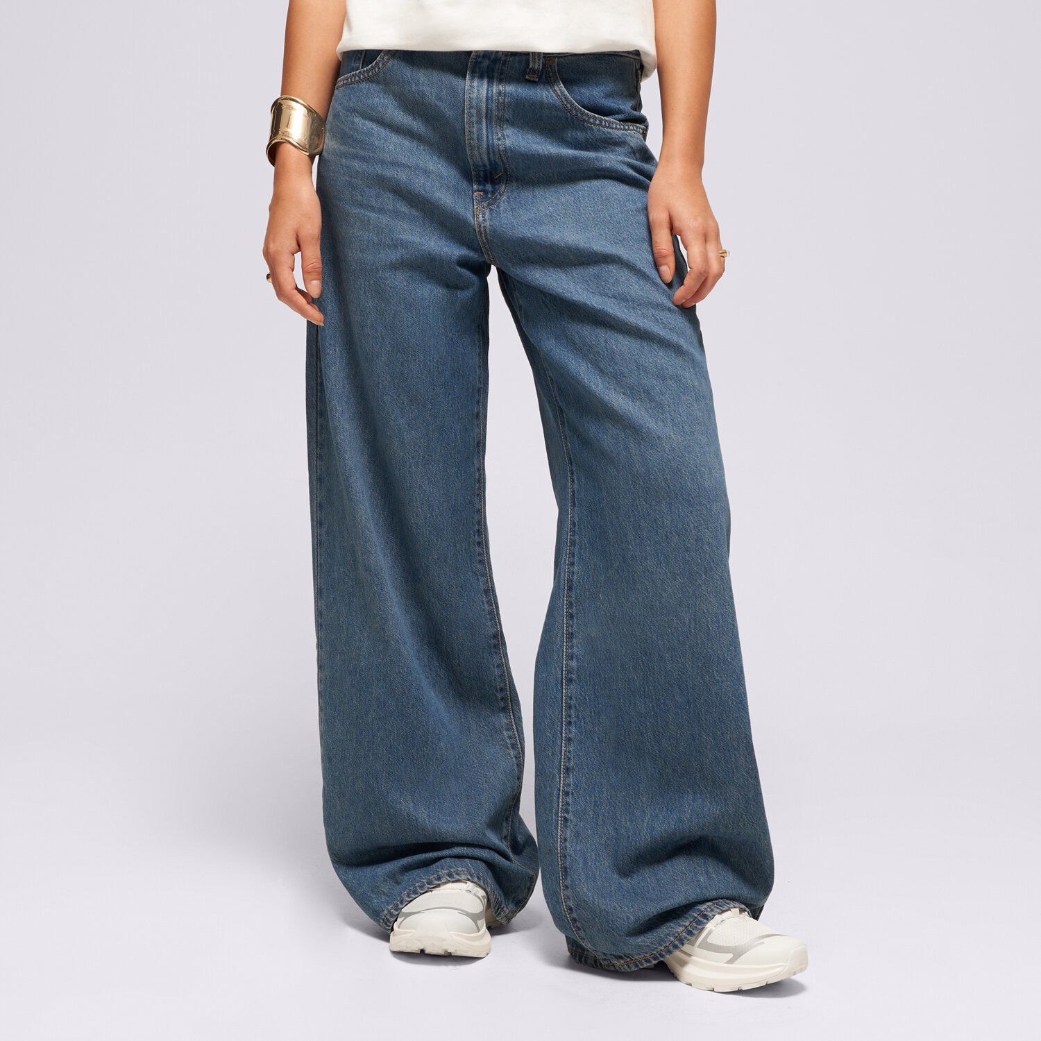 dámské kalhoty LEVI'S KALHOTY  CINCH BAGGY 001UP-0002 MODRÁ