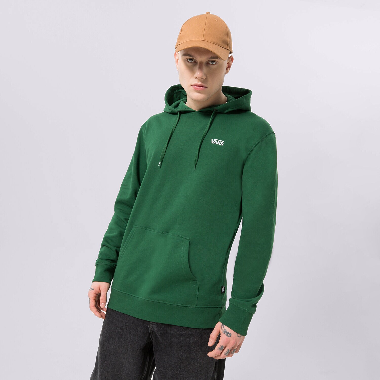 pánská mikina VANS MIKINA S KAPUCÍ CORE BASIC PO FLEECE EDEN VN0A7YDV07W1 ZELENÁ