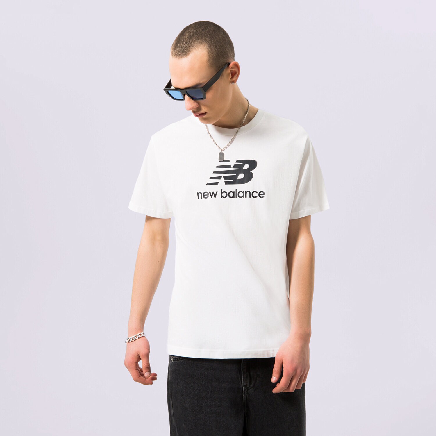 pánské tričko NEW BALANCE TRIČKO NB ESSENTIALS LOGO TEE MT31541WT BÍLÁ