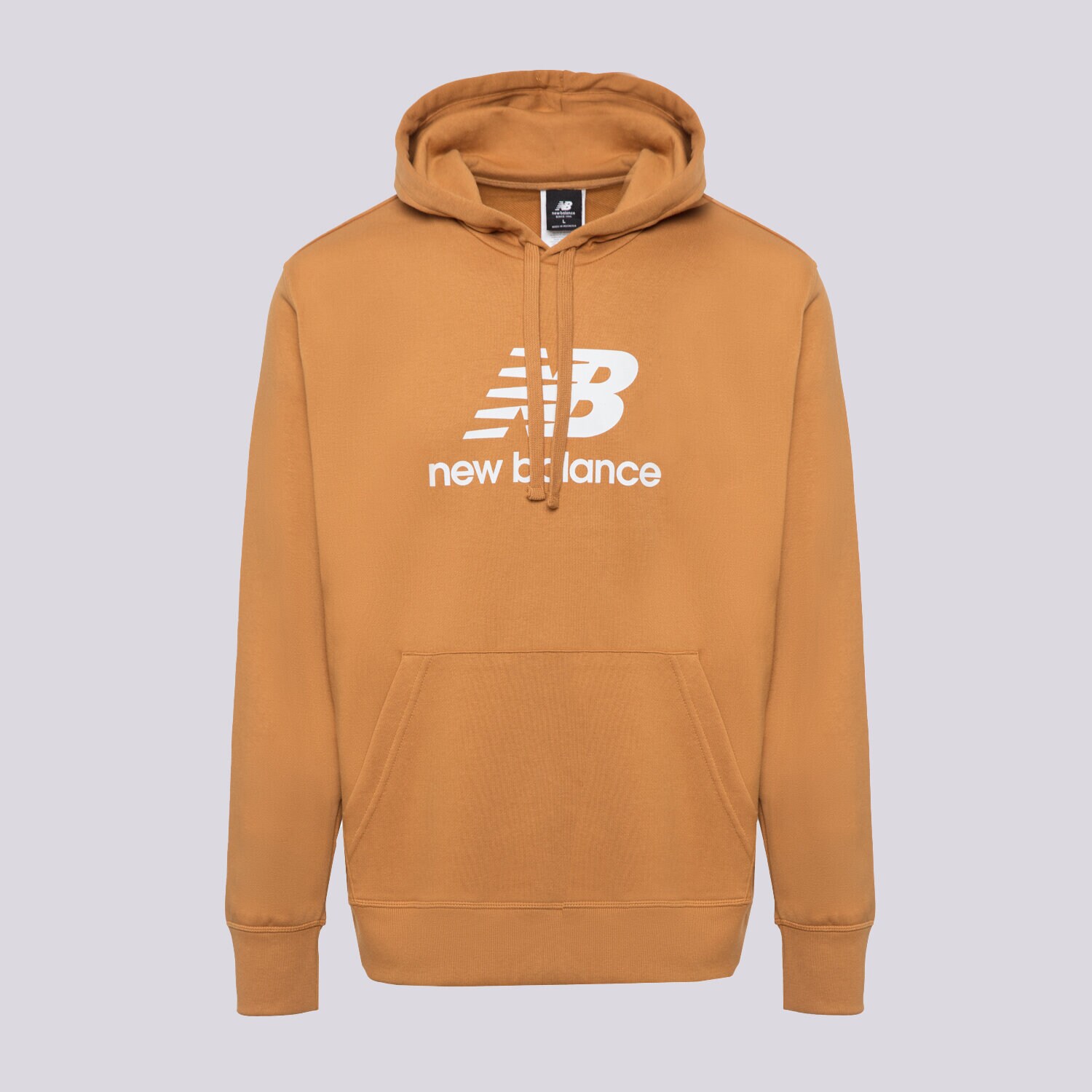 pánská mikina NEW BALANCE MIKINA S KAPUCÍ ESSENTIALS STACKED MT31537TOB HNĚDÁ