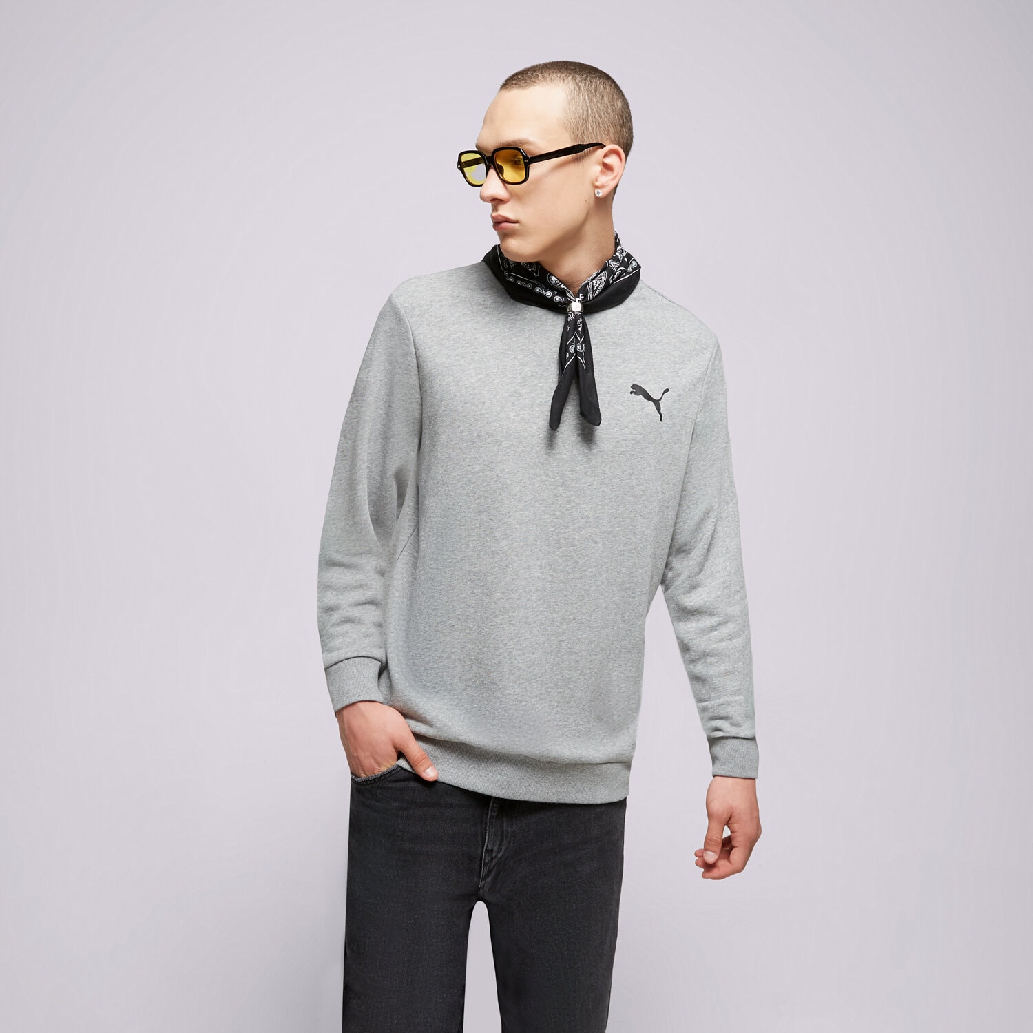 pánská mikina PUMA MIKINA ESS SMALL LOGO CREW TR 58668453 ŠEDÁ