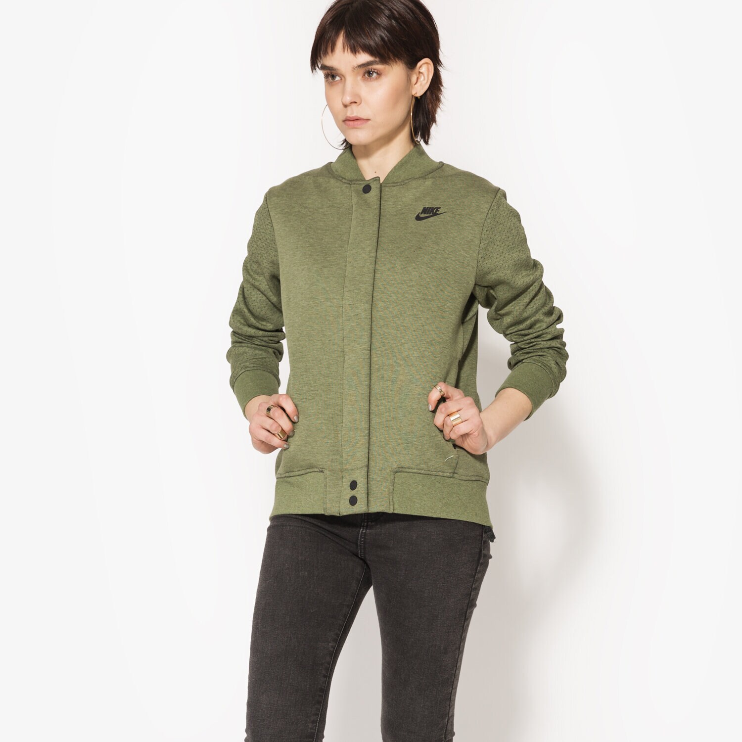 Přechodná bunda dámská (podzimní, jarní) NIKE BUNDA SOFTSHEL NSW TCH FLC DSTRYR JKT 835544387 ZELENÁ
