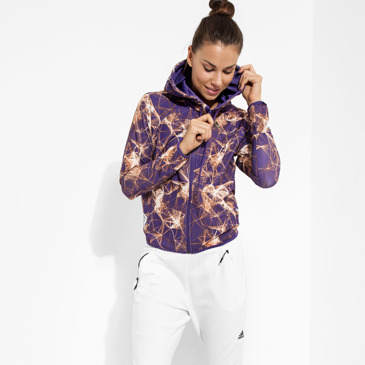 dámská mikina ADIDAS MIKINA GYM FZ HOODY AOP AY5444 VÍCEBAREVNÁ
