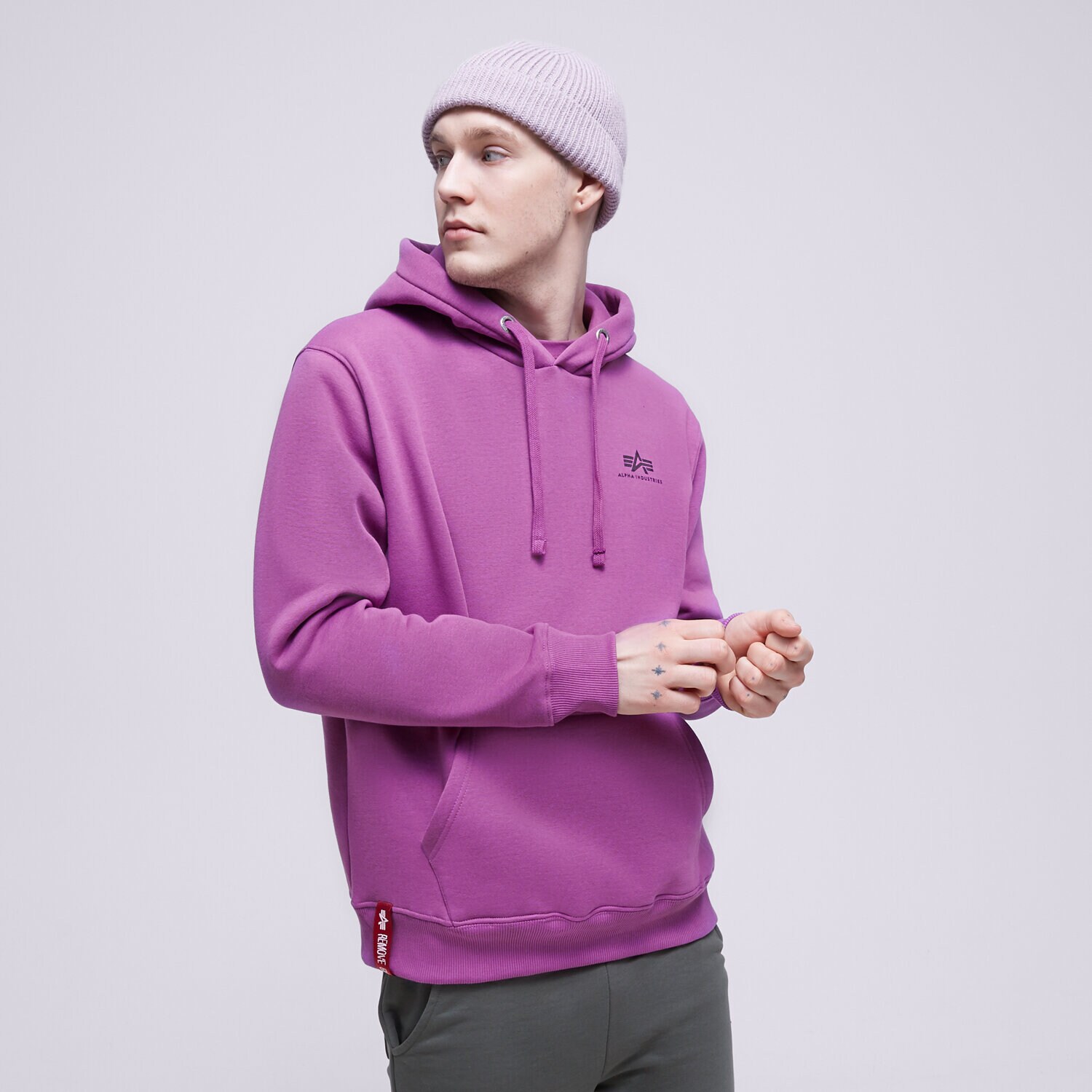 pánská mikina ALPHA INDUSTRIES MIKINA S KAPUCÍ BASIC 196318677 FIALOVÁ