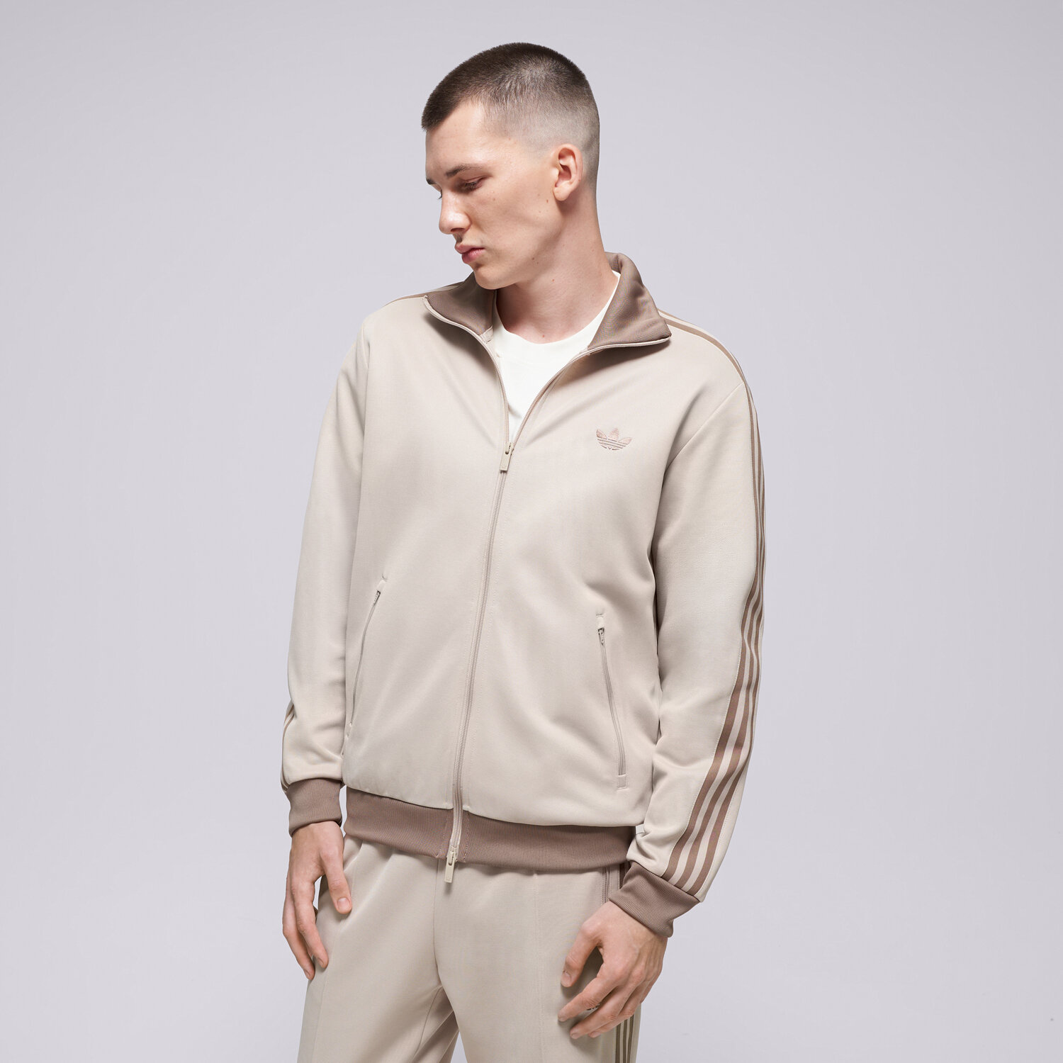 pánská mikina ADIDAS MIKINA ROZEPÍNACÍ BECKENBAUER TT KT5044 BÉŽOVÁ