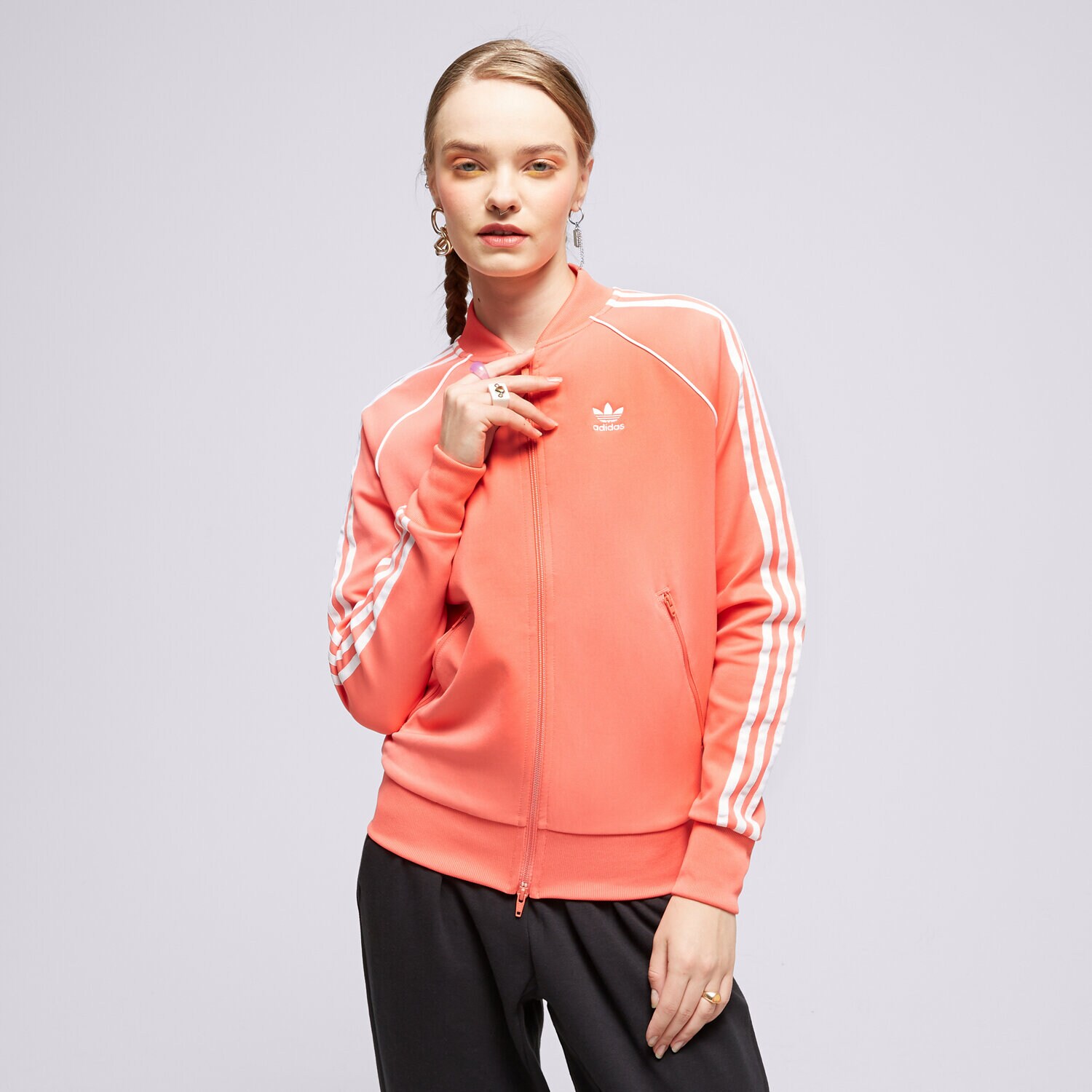dámská mikina ADIDAS MIKINA ROZEPÍNACÍ SST TRACKTOP PB HE9564 ORANŽOVÁ