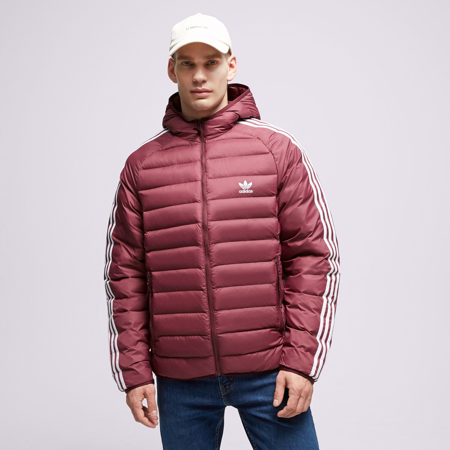 pánská zimní bunda ADIDAS BUNDA PÉŘOVÁ PAD HOODED PUFF IL2567 BORDOVÁ